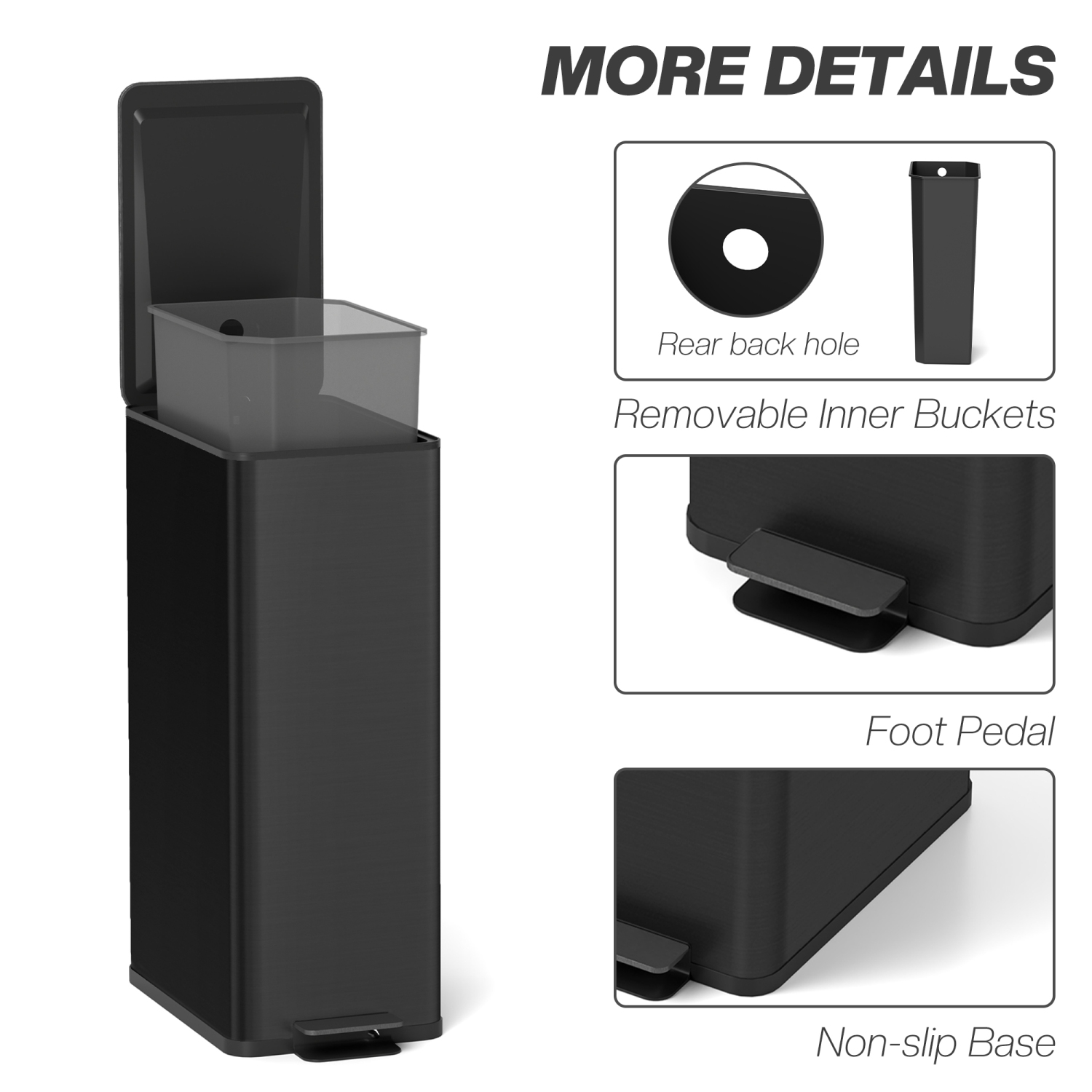 HOMCOM 5.3 Gallon/20 L Garbage Can, Fingerprint-proof Stainless Steel Kitchen Trash Can with Soft-close Lid and Foot Pedal, Slim Garbage Bin for