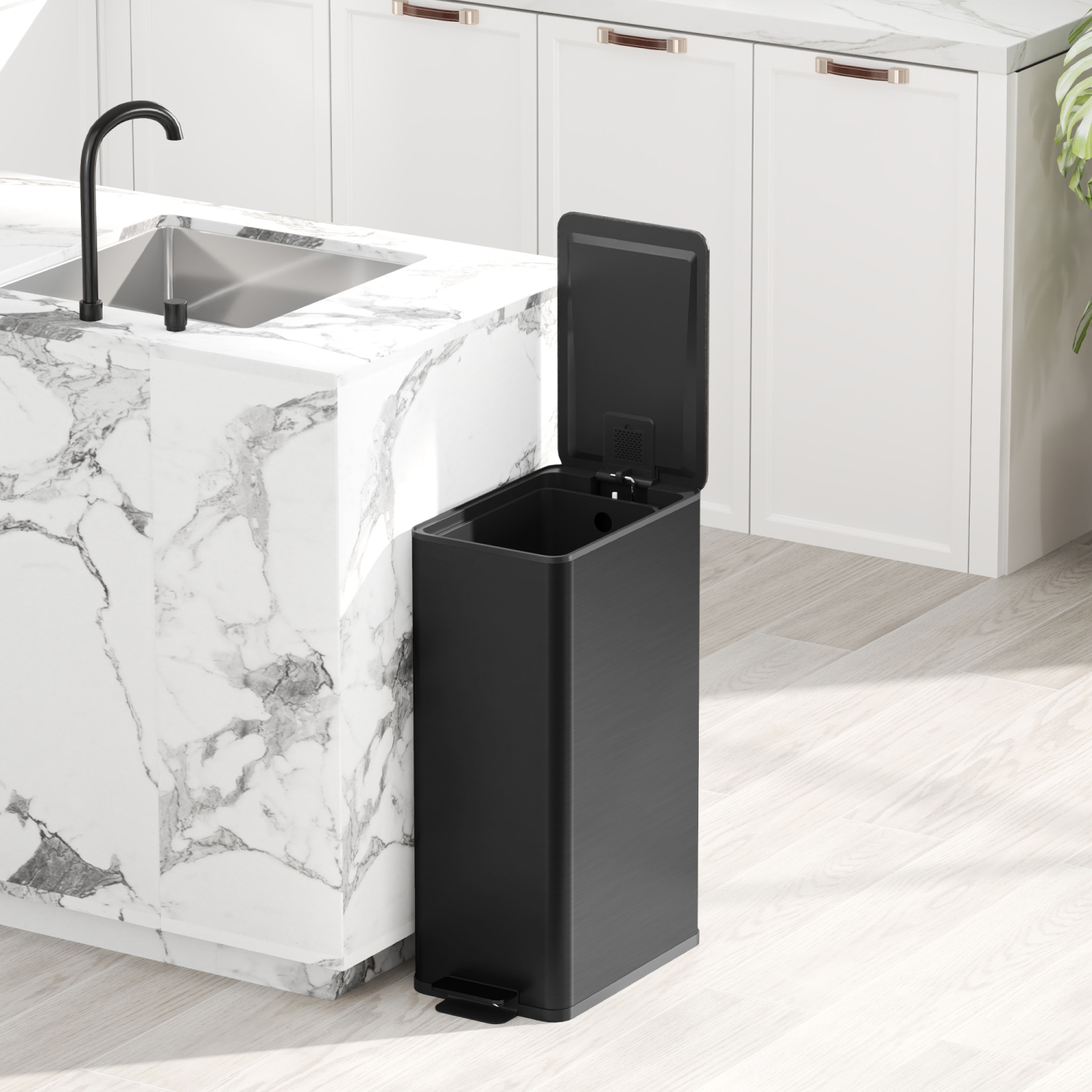 HOMCOM 5.3 Gallon/20 L Garbage Can, Fingerprint-proof Stainless Steel Kitchen Trash Can with Soft-close Lid and Foot Pedal, Slim Garbage Bin for