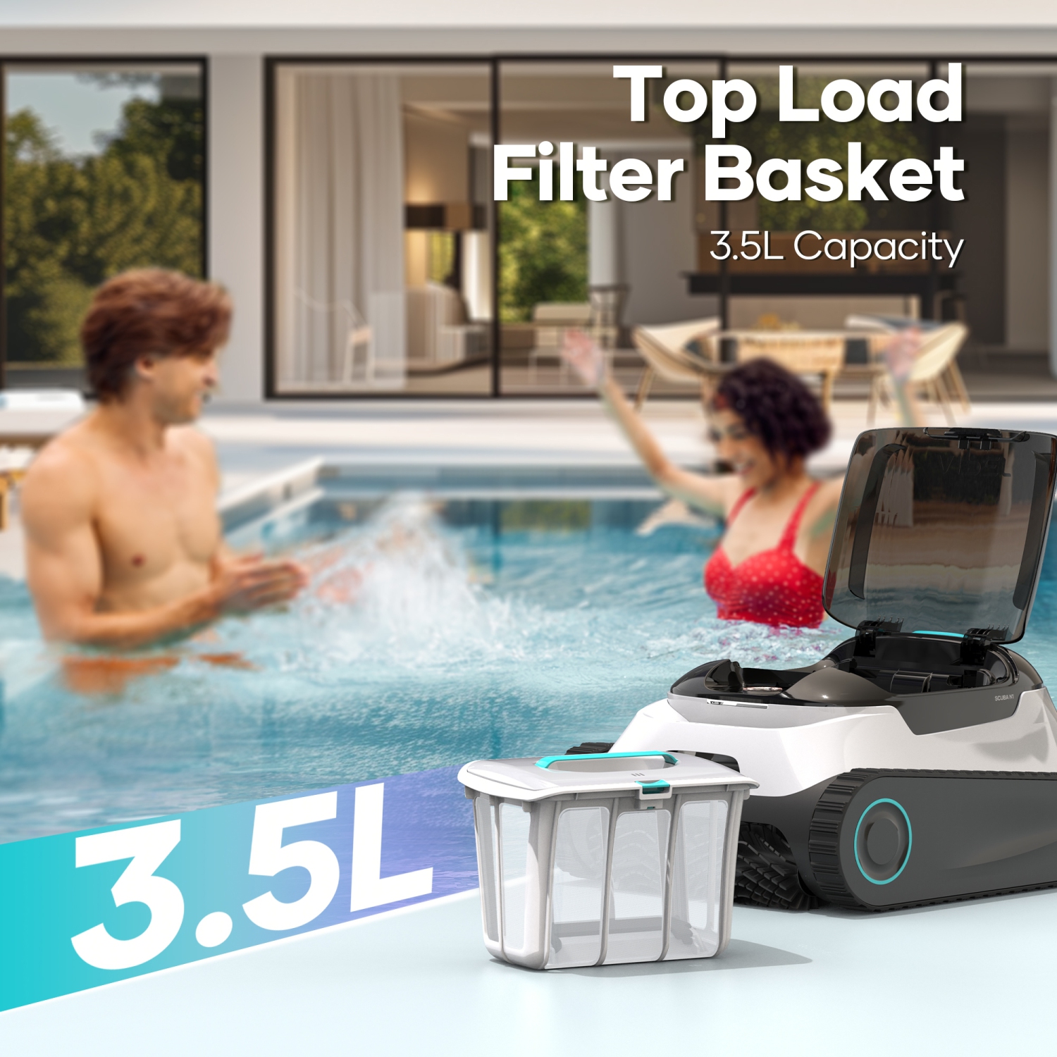 Aiper Scuba N1 with Surfer M1 - Cordless Robotic Pool Cleaner for In-Ground Pools up to 1600sq.ft with Solar Pool Skimmer