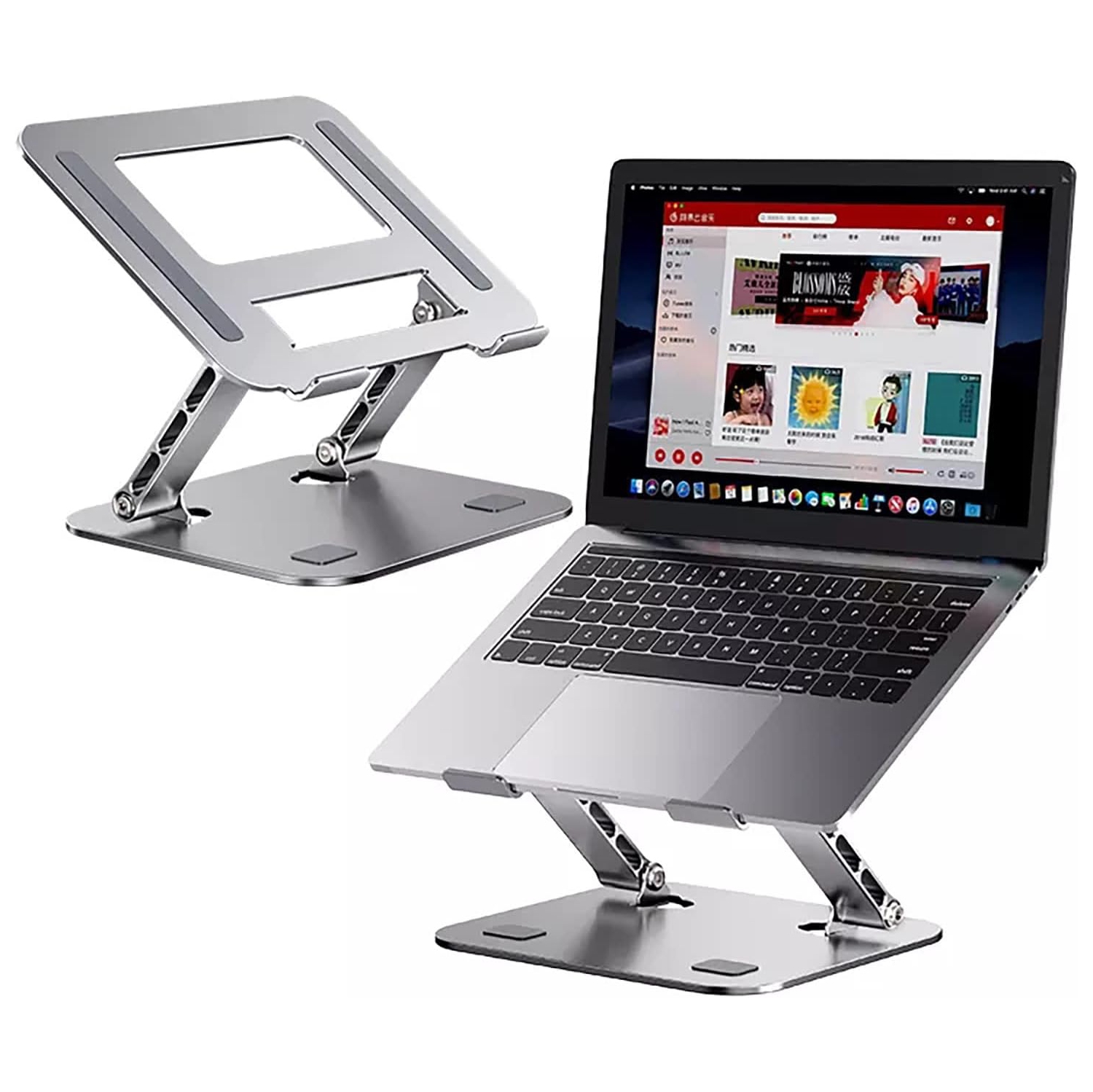 Laptop Stand for Desk, OMOTON Ergonomic Adjustable Computer Stand Aluminum Portable Desktop Laptop Riser Holder for MacBook Air Pro, Dell, HP and All