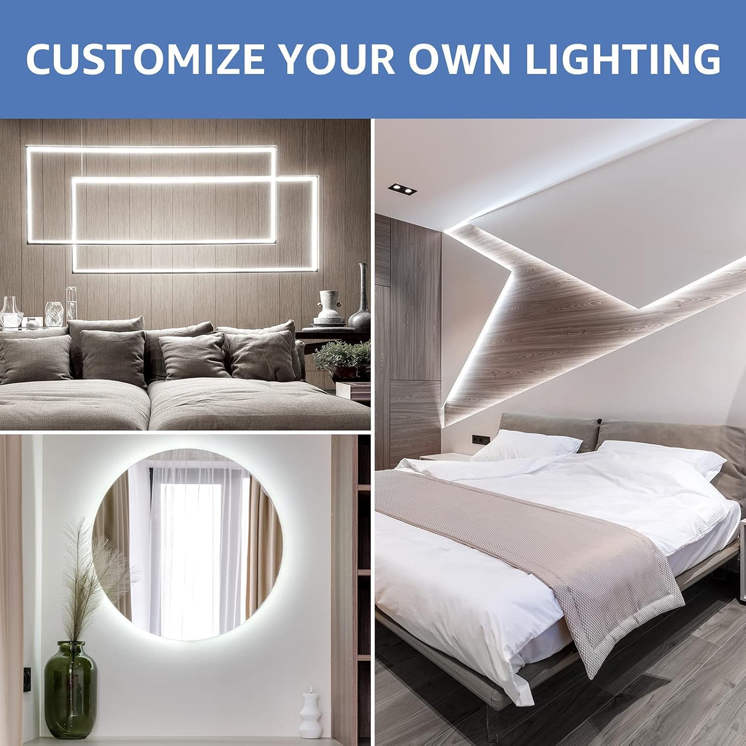 Lepro LED Strip Lights, 16.4ft 12V Dimmable Strip Lights, 6000K Daylight White, 300 Units 2835SMD LEDTape Light for Home, Kitchen, Bedroom, Car and