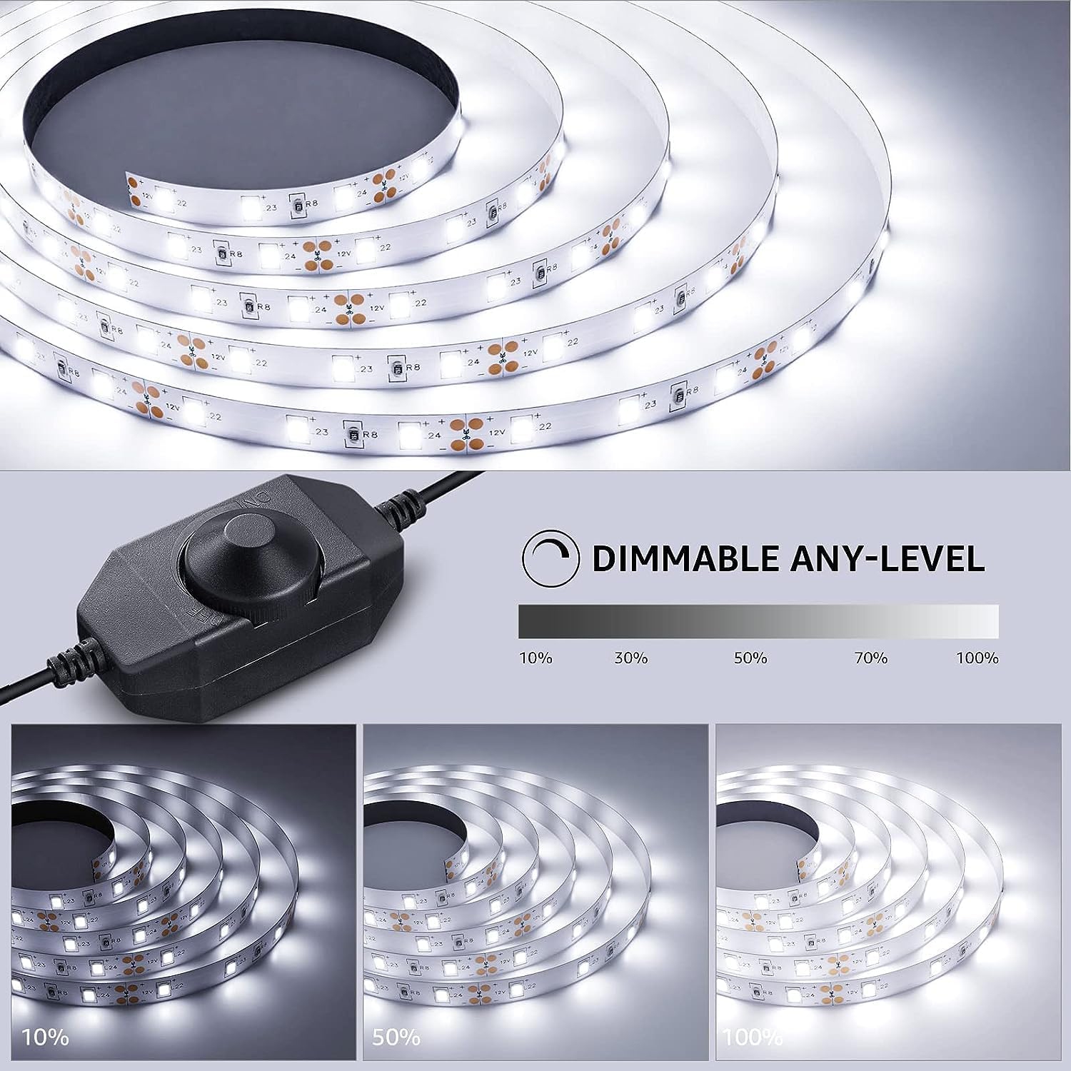 Lepro LED Strip Light, 32.8ft Dimmable Vanity Lights, 6000K Super Bright LED Tape Lights, 420 LEDs SMD 2835, Strong 3M Adhesive, Suitable for Home,