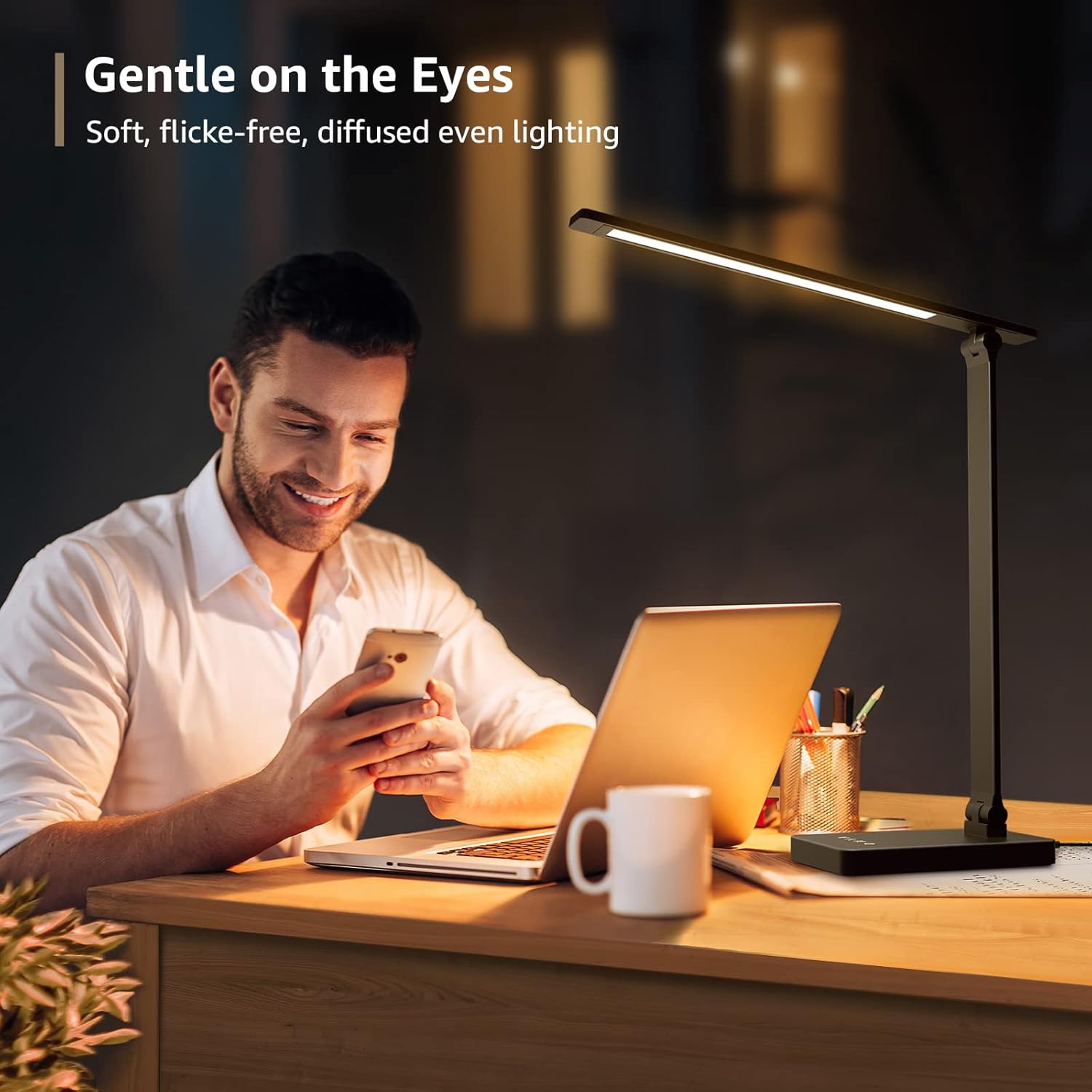 Lepro LED Desk Lamp, Dimmable Eye-Caring Desk Light, 9W 750lm Home Office Desktop Lamp, 5 Color Modes with 5 Brightness Levels Table Lamp, Touch