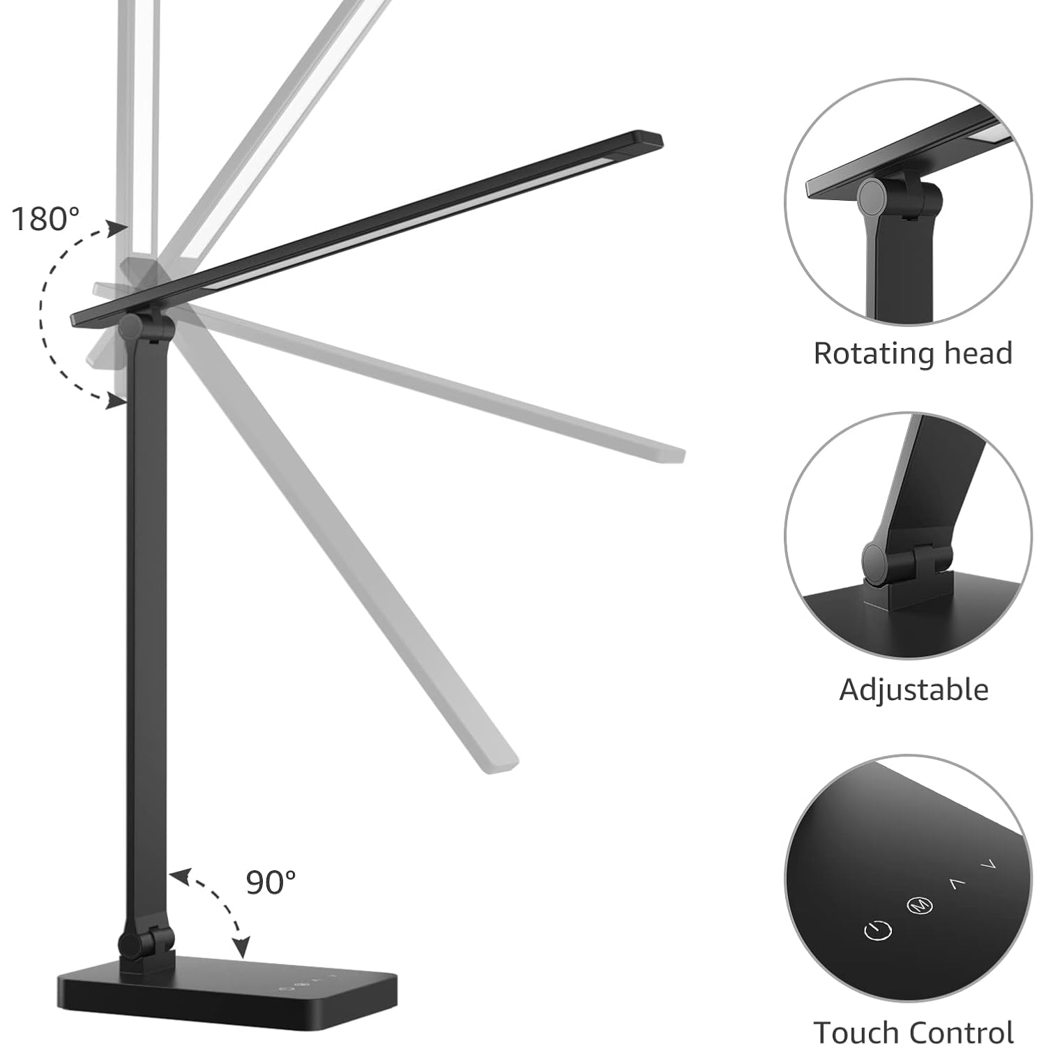 Lepro LED Desk Lamp, Dimmable Eye-Caring Desk Light, 9W 750lm Home Office Desktop Lamp, 5 Color Modes with 5 Brightness Levels Table Lamp, Touch