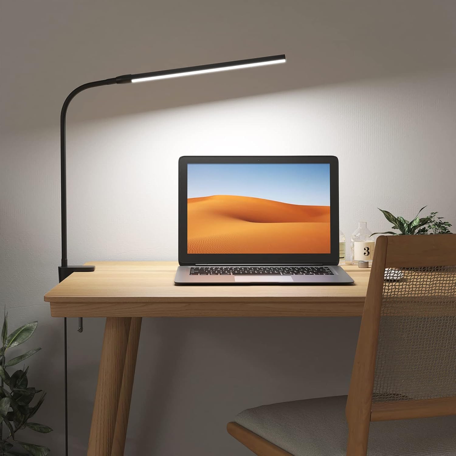 Lampe de bureau à pince LED lampe de lecture USB à intensité réglable avec 3 modes de couleur 10 Luminosité, lampe de table flexible réglable en col