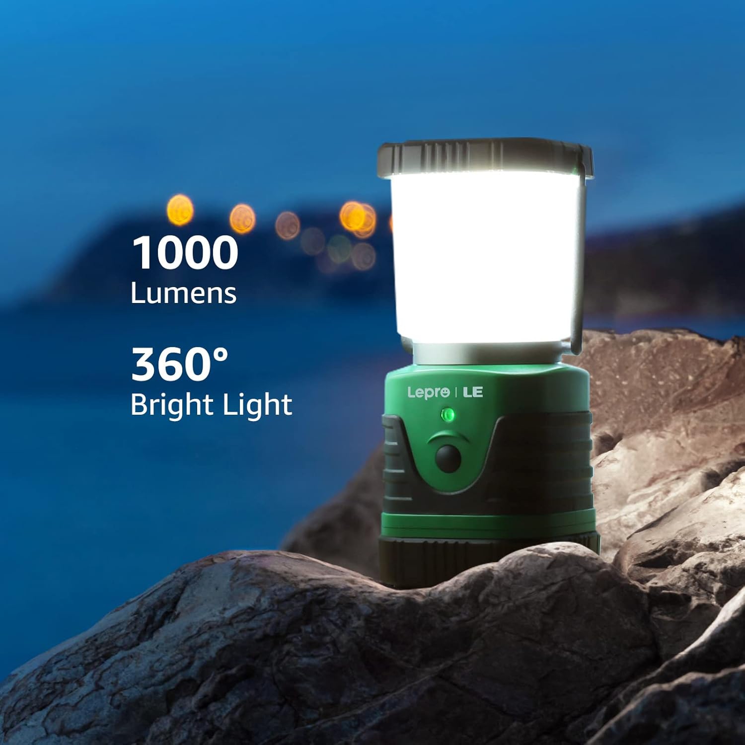 LE LED Camping Lantern Rechargeable, 1000LM, 4 Light Modes, IP44 Waterproof, Perfect Lantern Flashlight for Hurricane Emergency, Hiking, Home and More