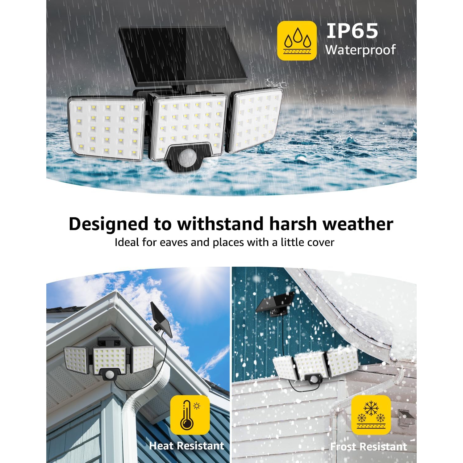 Lepro Solar Motion Sensor Light Outdoor, 1000LM 6500K Bright Solar Lights Outdoor, Separate Solar Panel, 2 Modes, Remote Control, IP65 Waterproof