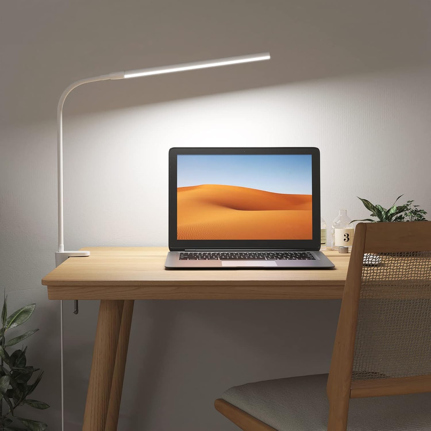 Lepro Desk Lamp with Clamp Clip on Light, Flexible Gooseneck Desk Light, Dimmable LED Reading Light with 3 Color Modes 10 Brightness, Eye-Caring
