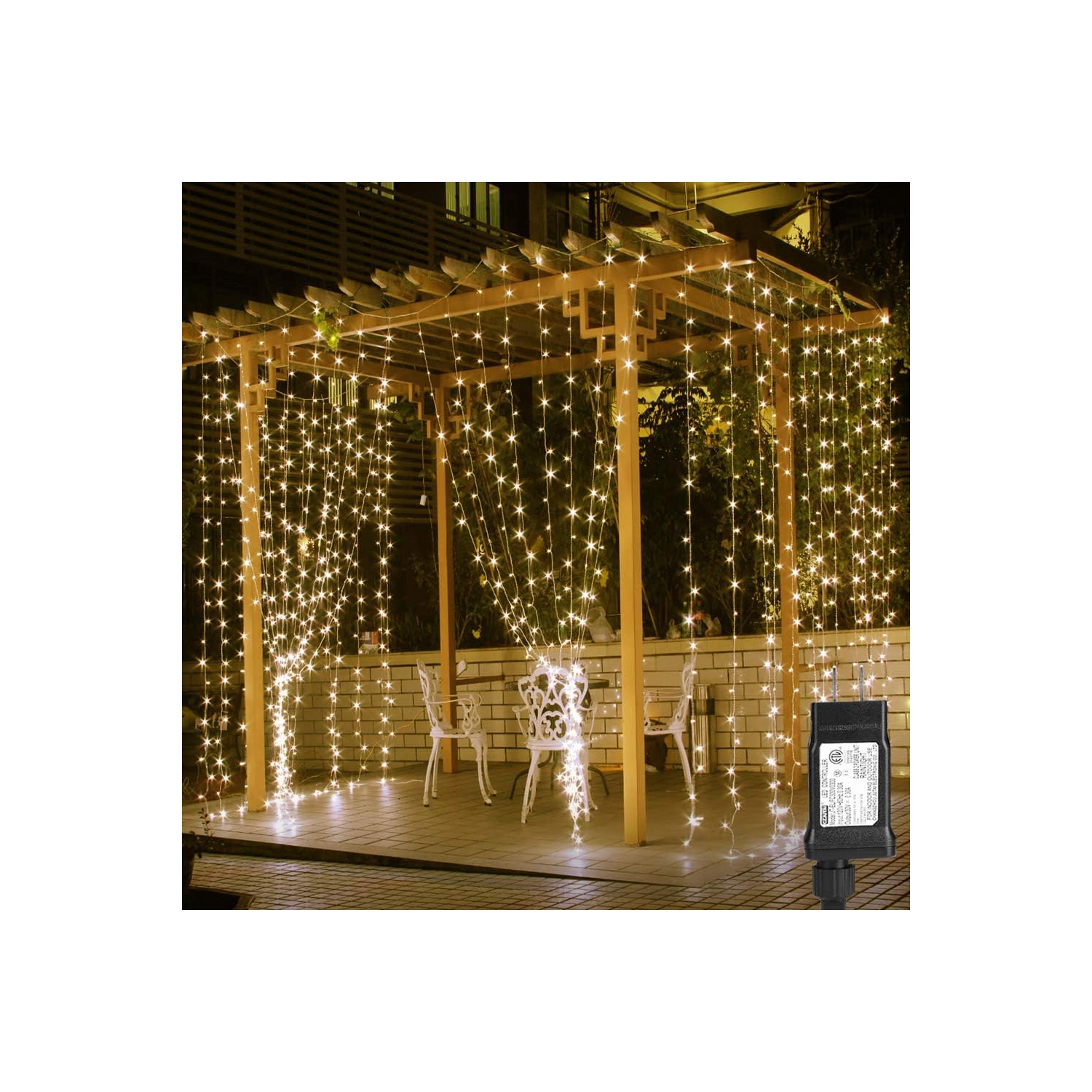LE LED Curtain Lights, 594 LEDs 19.7 x 9.8 ft Fairy Lights Plug in, 8 Lighting Modes String Lights Indoor, Outdoor Patio Twinkle Lights for Bedroom
