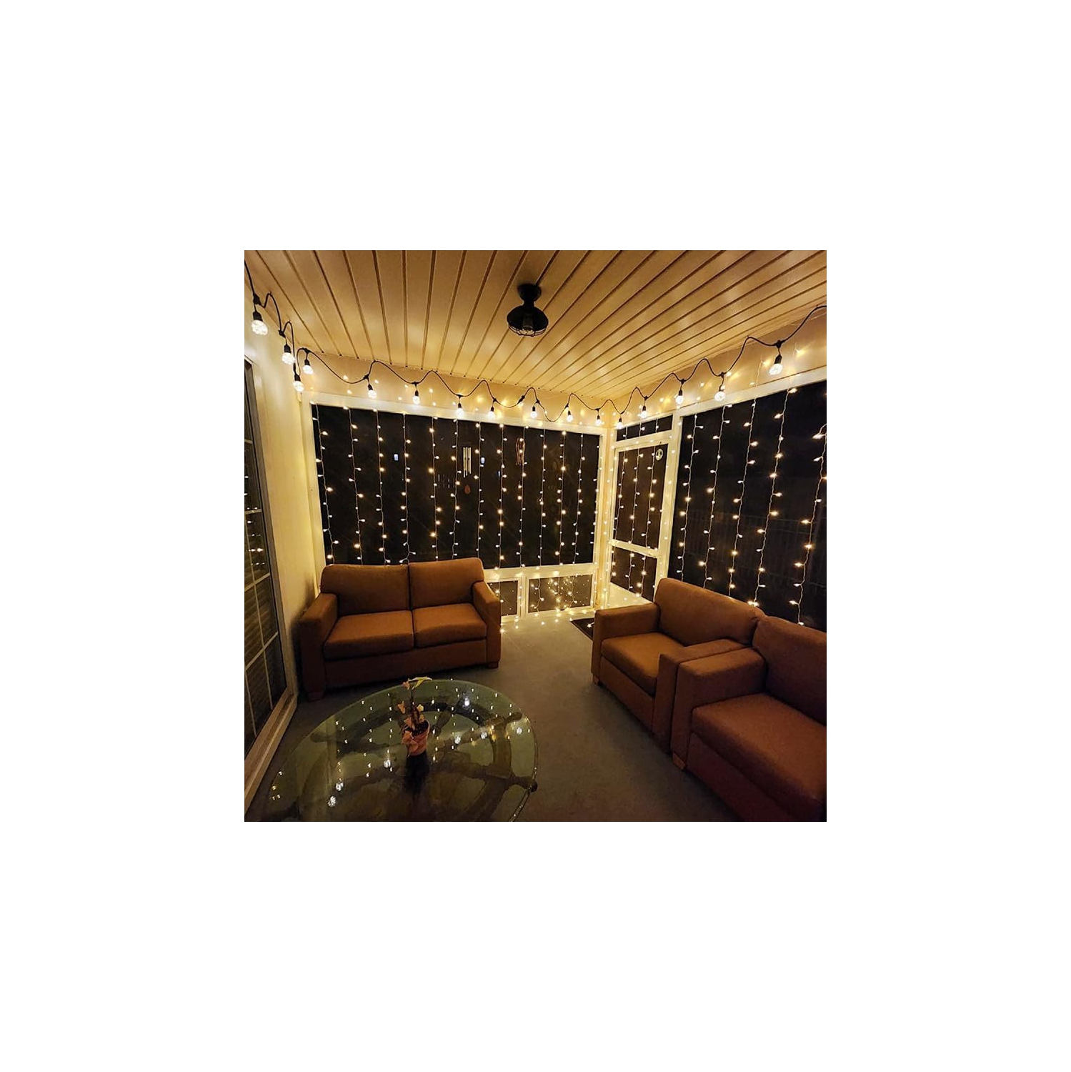 LE LED Curtain Lights, 594 LEDs 19.7 x 9.8 ft Fairy Lights Plug in, 8 Lighting Modes String Lights Indoor, Outdoor Patio Twinkle Lights for Bedroom