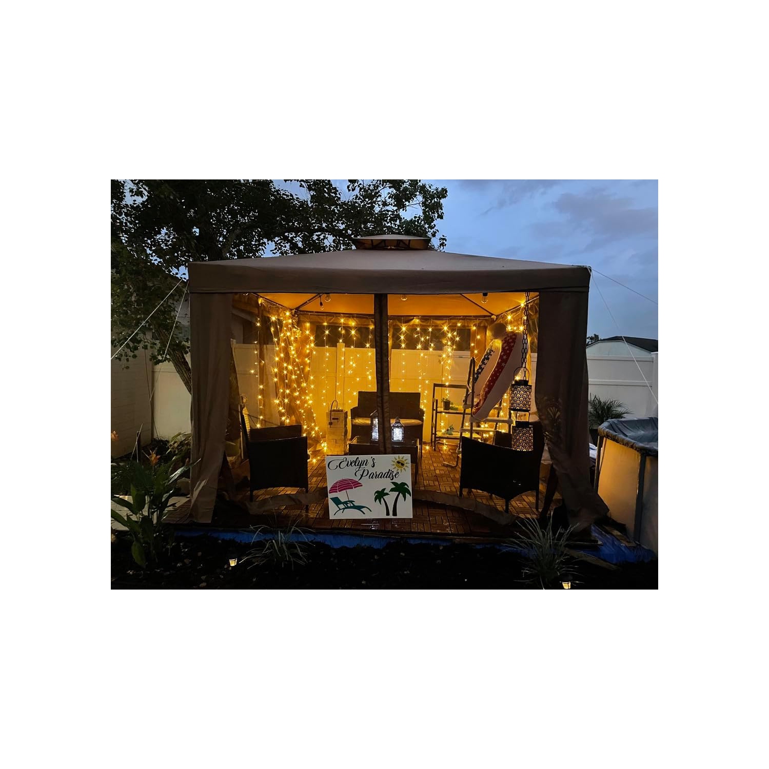 LE LED Curtain Lights, 594 LEDs 19.7 x 9.8 ft Fairy Lights Plug in, 8 Lighting Modes String Lights Indoor, Outdoor Patio Twinkle Lights for Bedroom