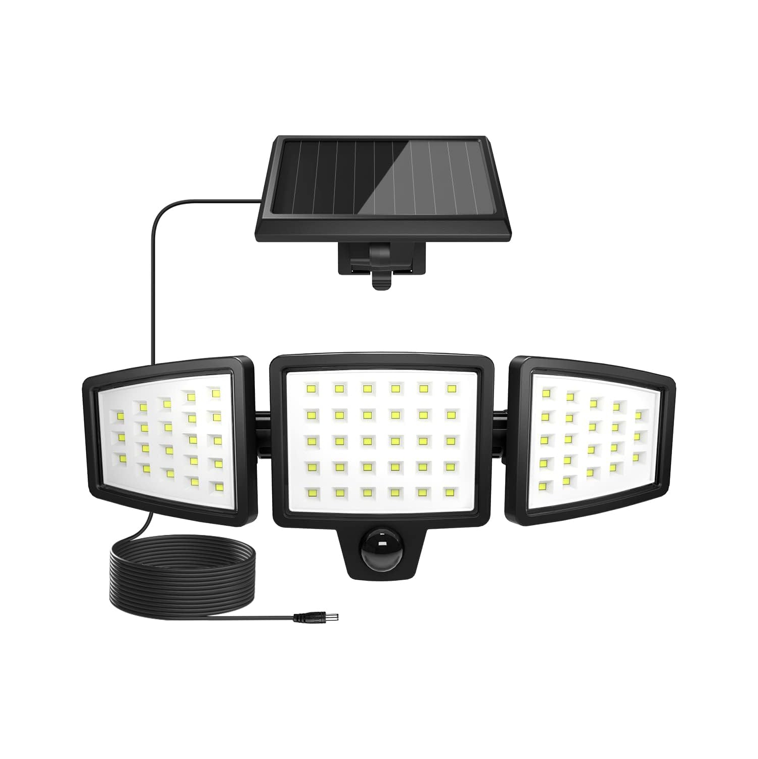 Lepro Solar Motion Sensor Light Outdoor, 72 LED 1000lm Solar Security Light Separate Solar Panel 3 Adjustable Heads 6500K Daylight White Auto ON/Off