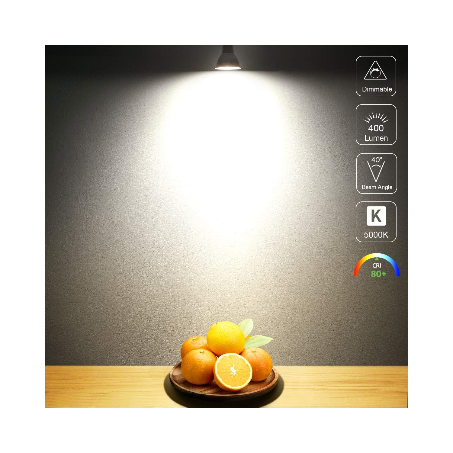 Lepro GU10 LED Bulbs, Dimmable GU10 Light Bulb, 5000K Daylight White Bulbs, 5.5W PAR16 LED Spotlight Bulb, 50W Halogen Equivalent Track Lighting Bulb