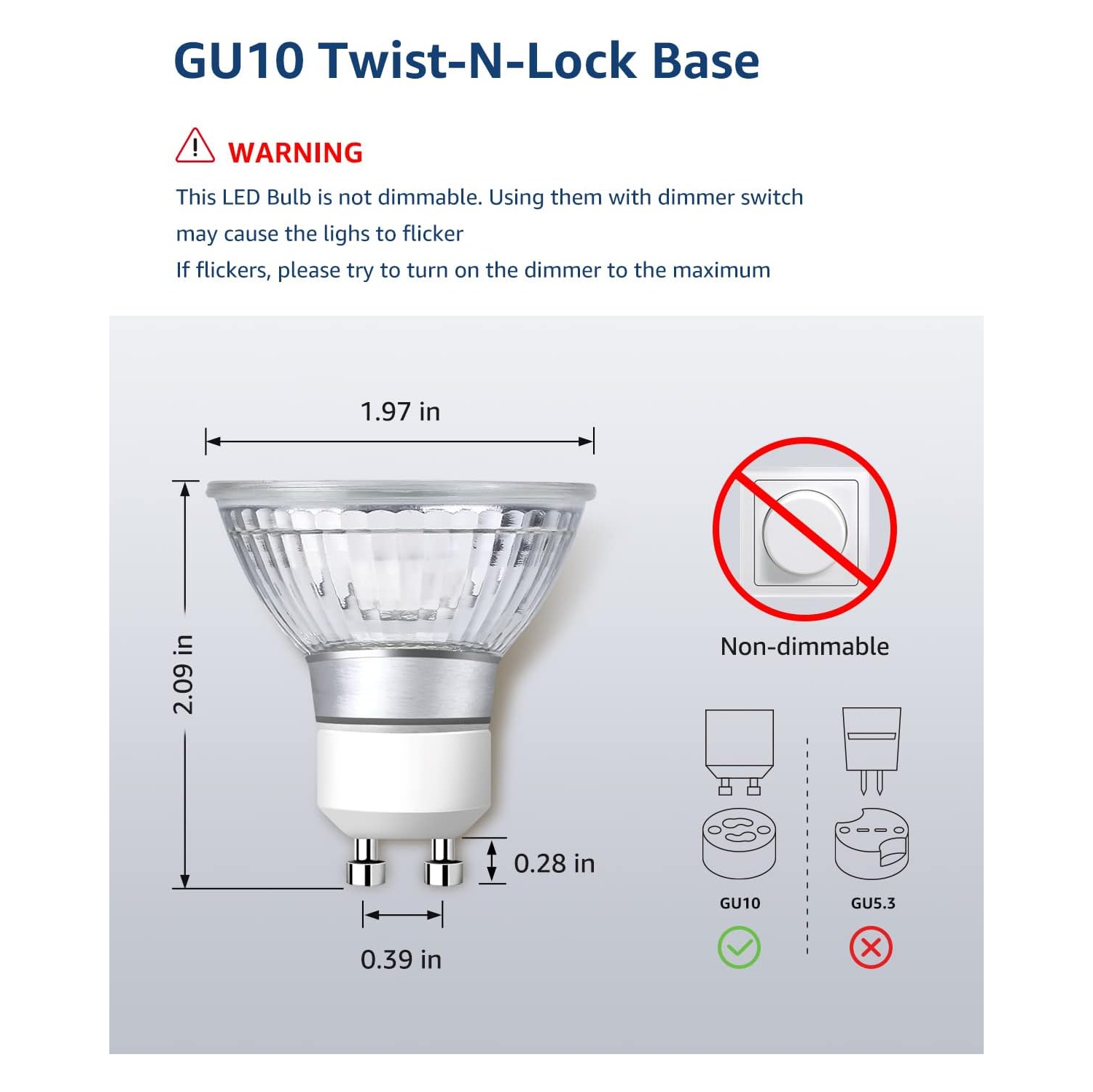 Ampoules DEL GU10, blanc 5000K, équivalent à 50 W, non compatibles avec gradateurs, ampoules projecteur DEL PAR16 de 4 W pour rails d’éclairage, 350