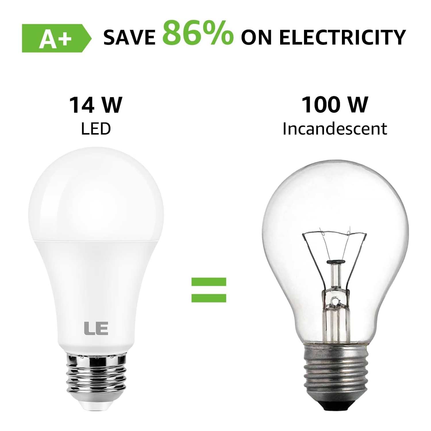 LES ampoules DE LE LED, équivalent 100&nbsp;W, ampoule LED blanc chaud 1500&nbsp;lm 2700K de 14&nbsp;W, ampoule à intensité non réglable, culot