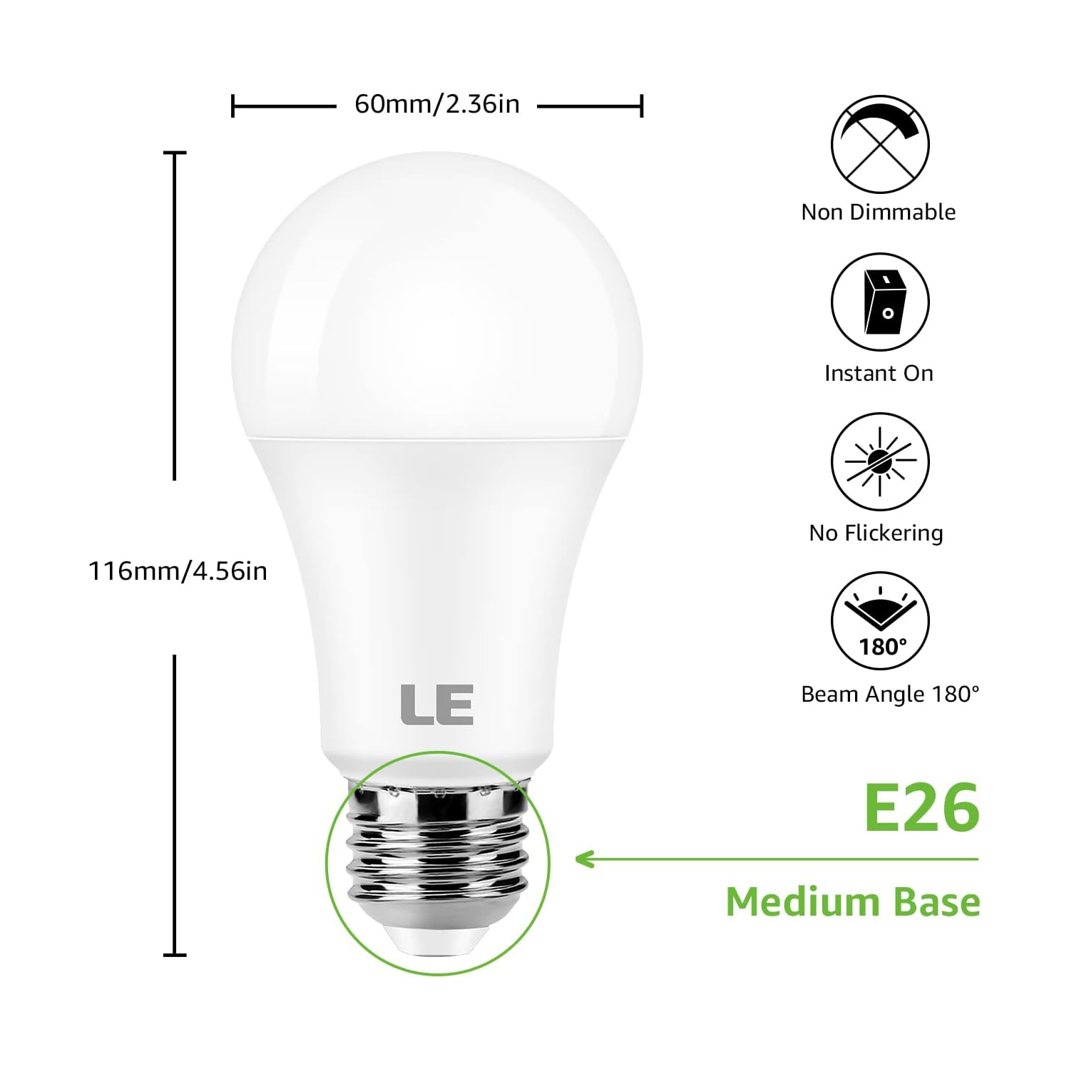 LES ampoules DE LE LED, équivalent 100&nbsp;W, ampoule LED blanc chaud 1500&nbsp;lm 2700K de 14&nbsp;W, ampoule à intensité non réglable, culot