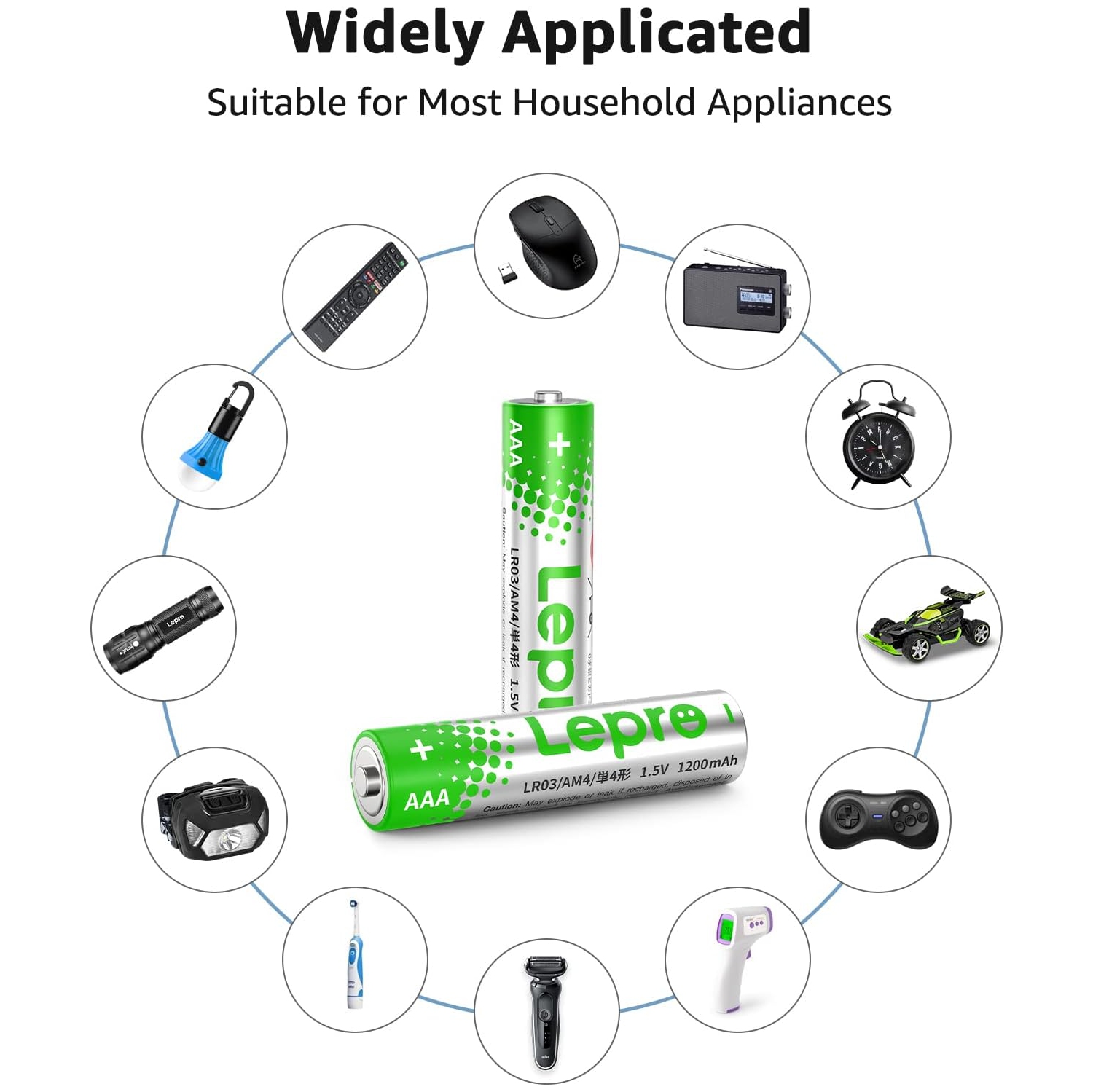 Lepro AAA Alkaline Batteries 24-Count, 1.5 Volt 1200mAh LR03, Long Lasting Power, Holds Power Up to 5 Years, Anti-Leakage, Ideal for Everyday Devices