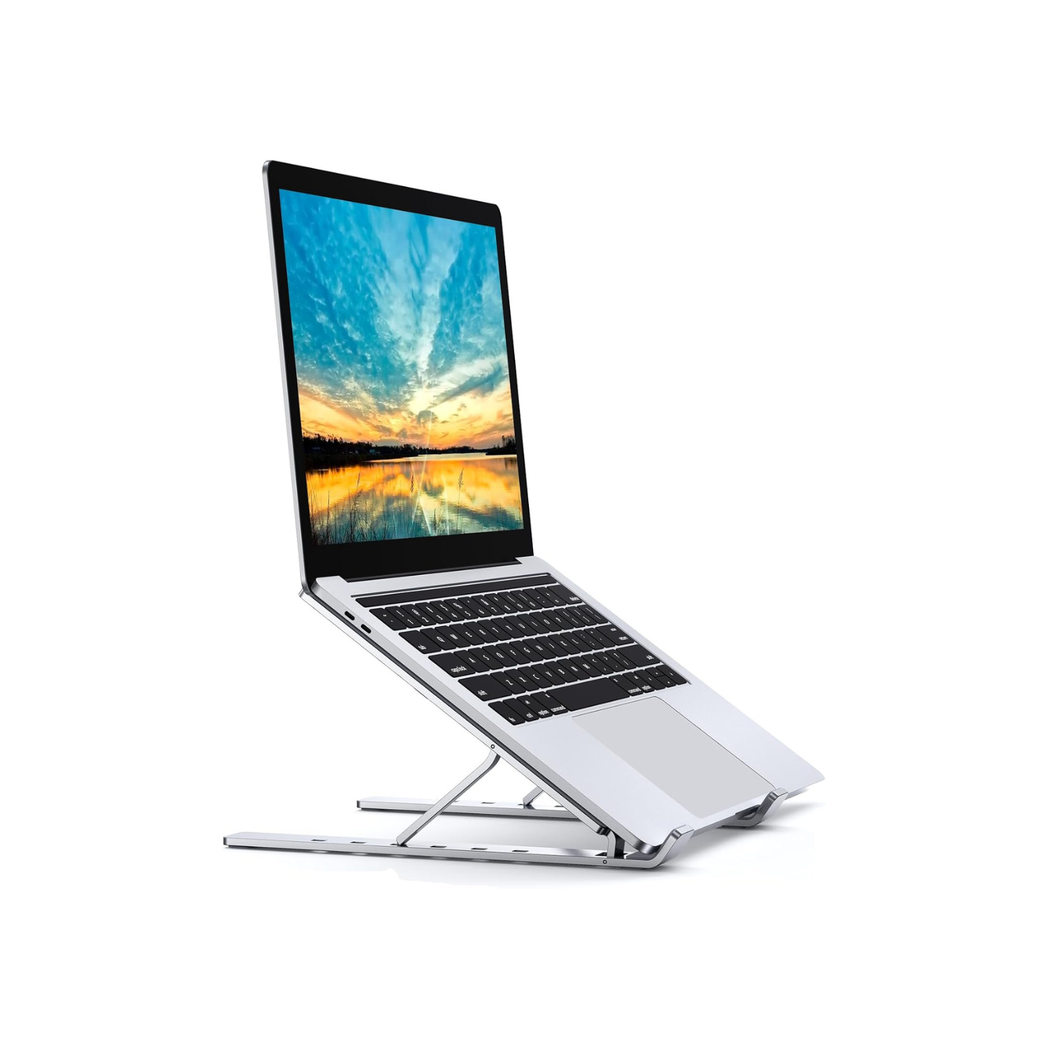 Laptop Stand for Desk, TEUMI Aluminum 5-Levels Adjustable Portable Computer Stand Laptop Cooling Pad, Ventilated Laptop Riser Compatible with MacBook
