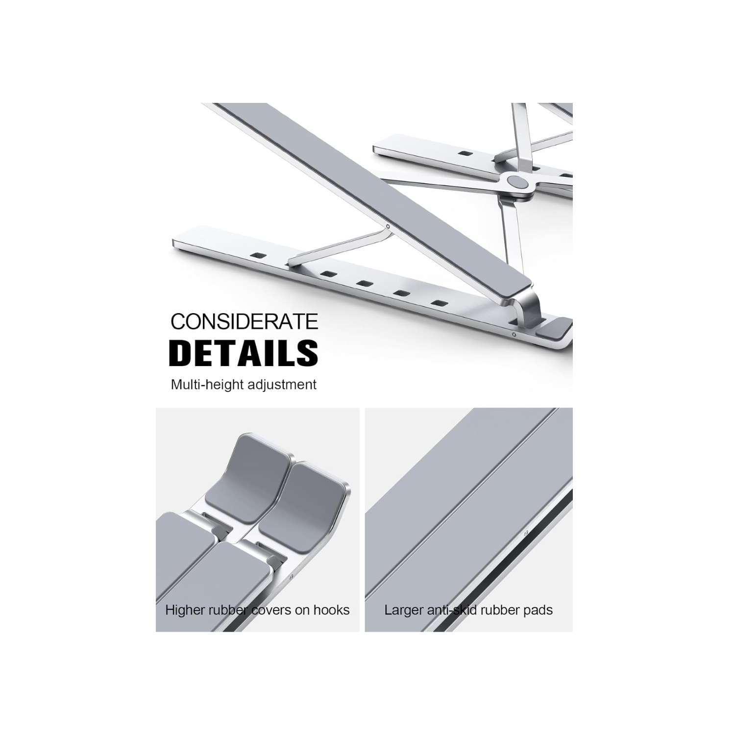 Laptop Stand for Desk, TEUMI Aluminum 5-Levels Adjustable Portable Computer Stand Laptop Cooling Pad, Ventilated Laptop Riser Compatible with MacBook