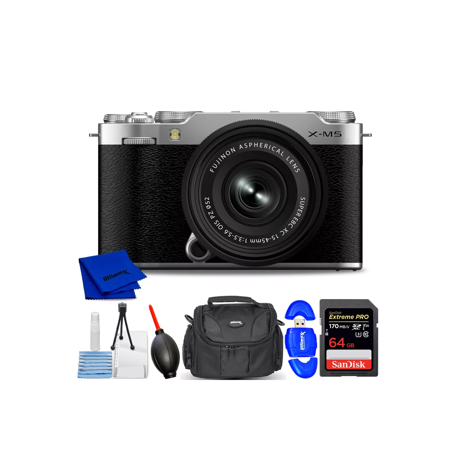 FUJIFILM X-M5 Mirrorless Camera with XC 15-45mm f/3.5-5.6 Lens - Bundle