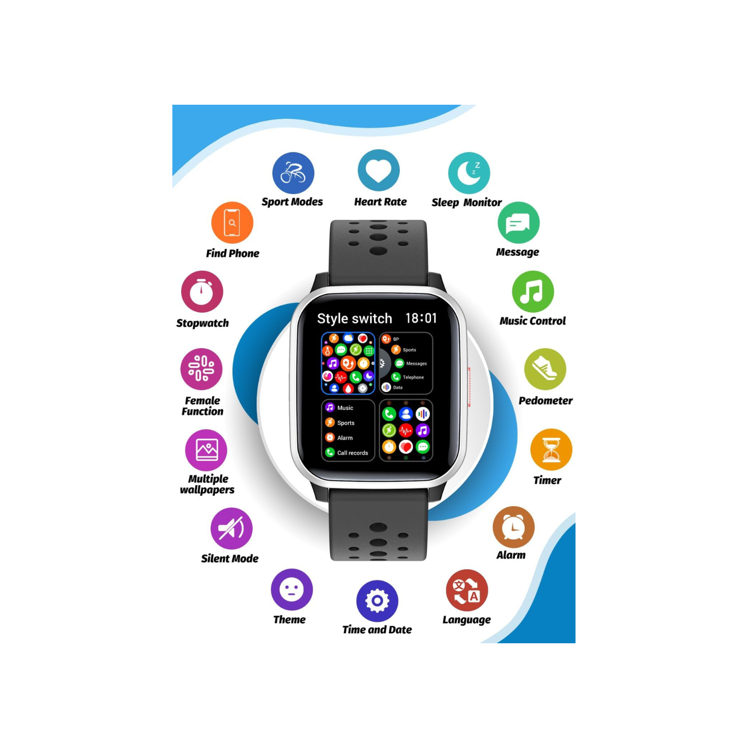 Kids Smart Watch Girls Boys, Smart Watch for Kids Boys Smart Watch Gifts for 4-16 Years Old with Sleep Mode Multiple Sports Modes Pedometer Birthday