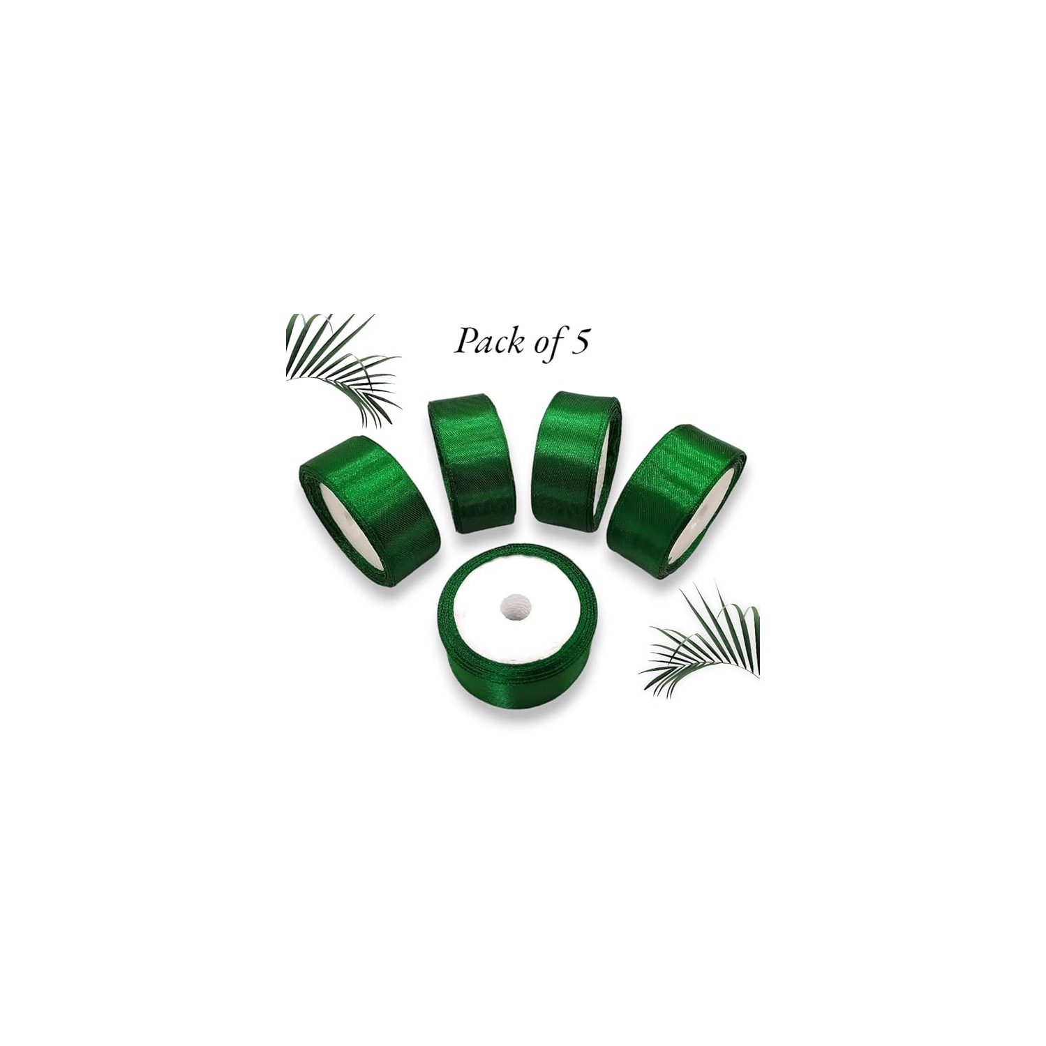 Paquet de 5 rubans satinés en polyester satinés pour emballer des cadeaux artisanaux pour mariages, bouquet de fleurs, création de boucles, couture