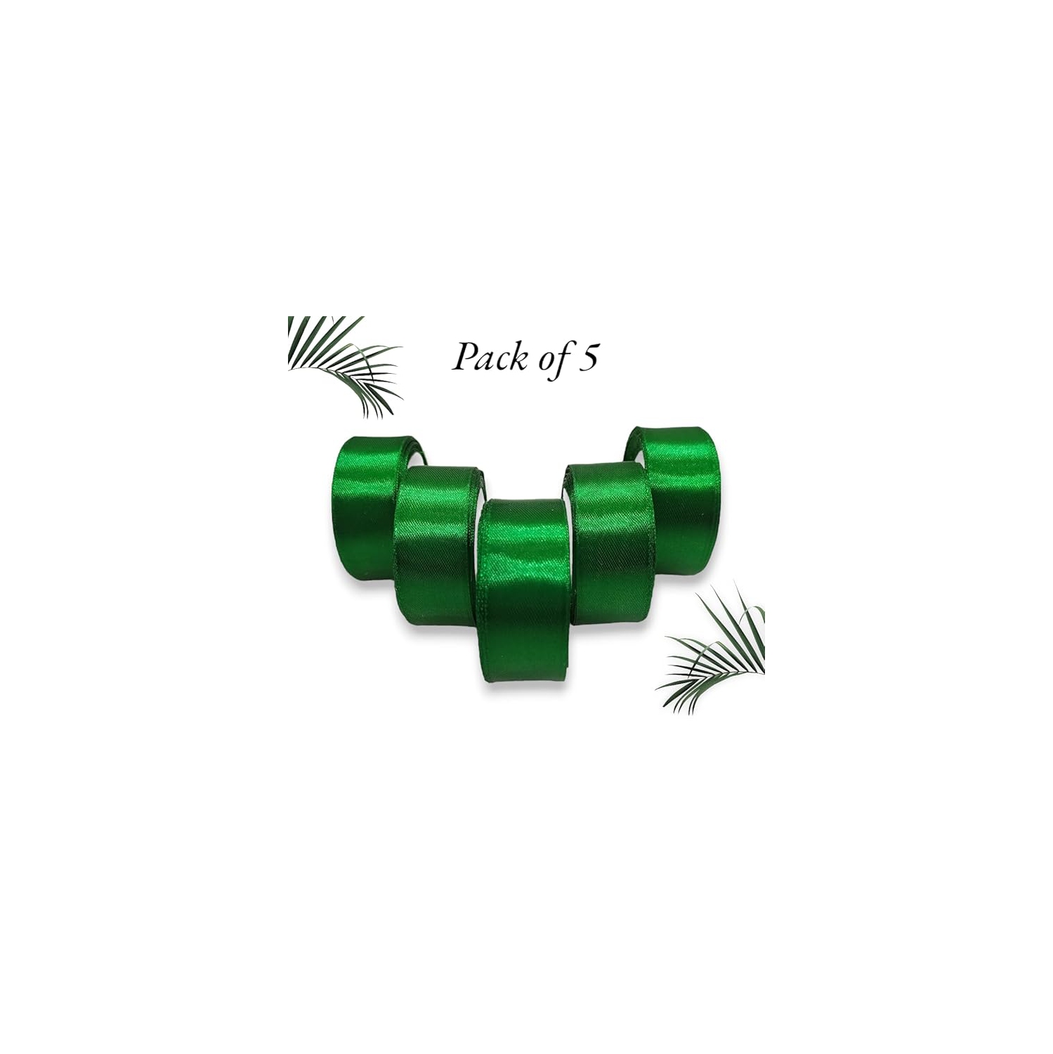 Paquet de 5 rubans satinés en polyester satinés pour emballer des cadeaux artisanaux pour mariages, bouquet de fleurs, création de boucles, couture