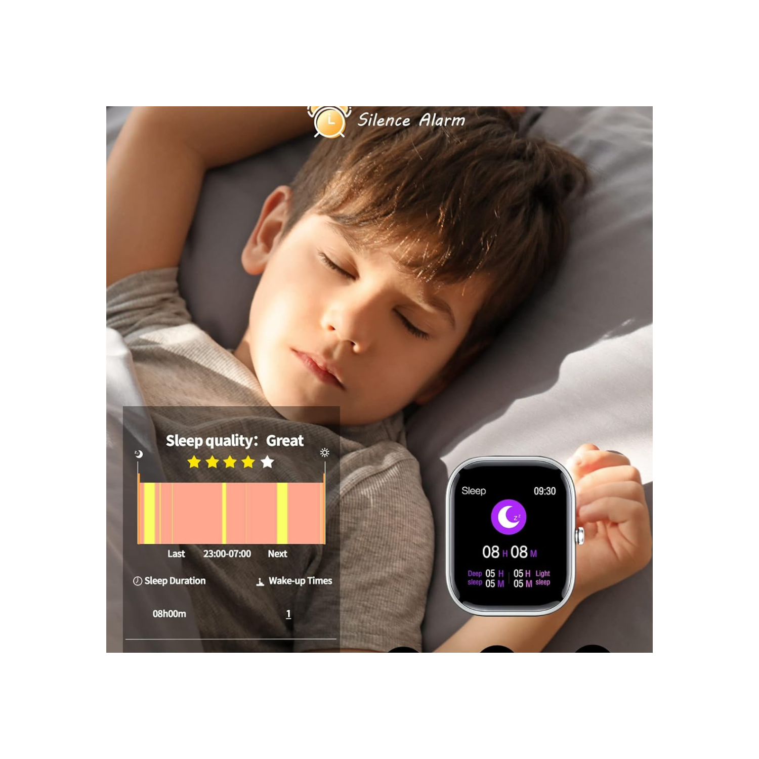 Kids Smart Watch for Boys Girls,IP68 Waterproof Kids Fitness Activity Tracker Watch,Heart Rate Sleep Monitor,8 Sport Modes,Pedometers,Calories