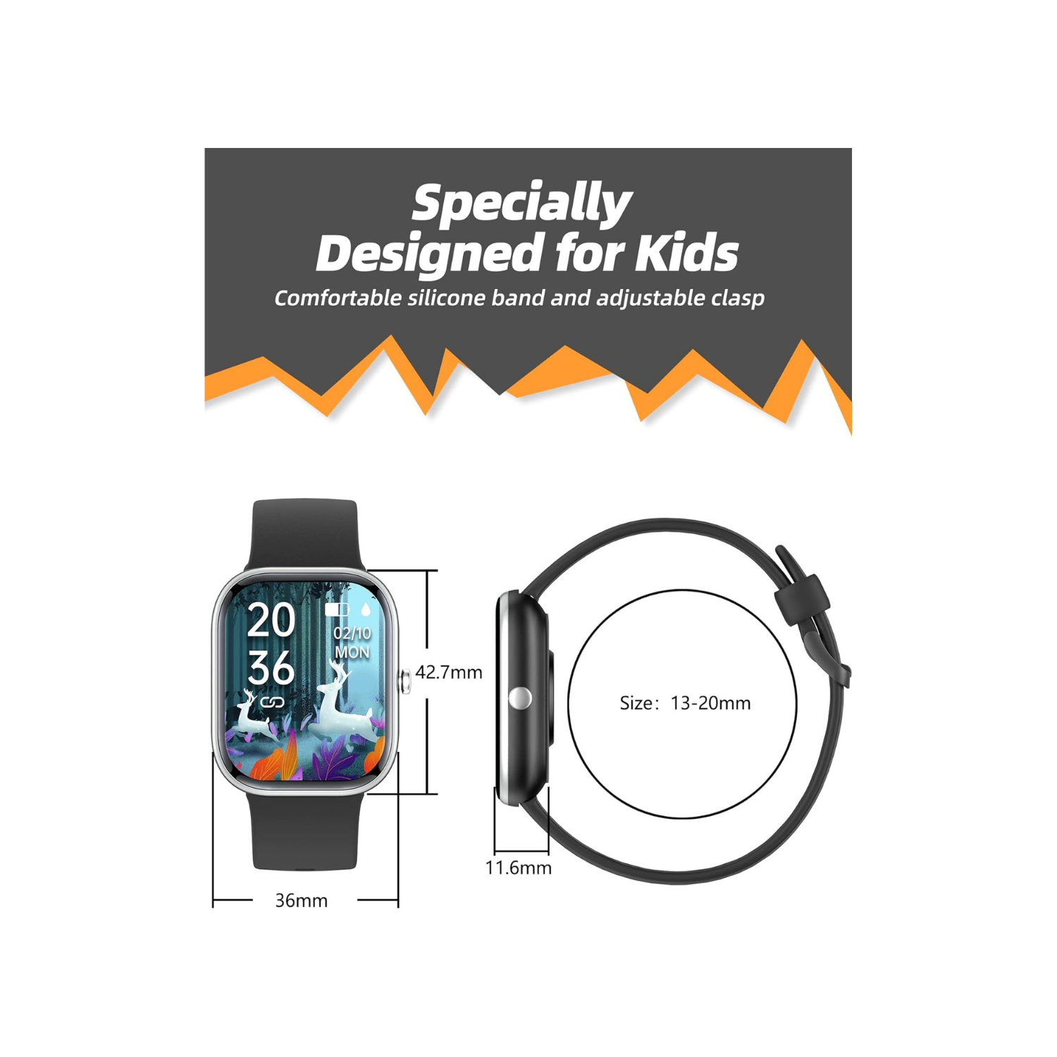Kids Smart Watch for Boys Girls,IP68 Waterproof Kids Fitness Activity Tracker Watch,Heart Rate Sleep Monitor,8 Sport Modes,Pedometers,Calories