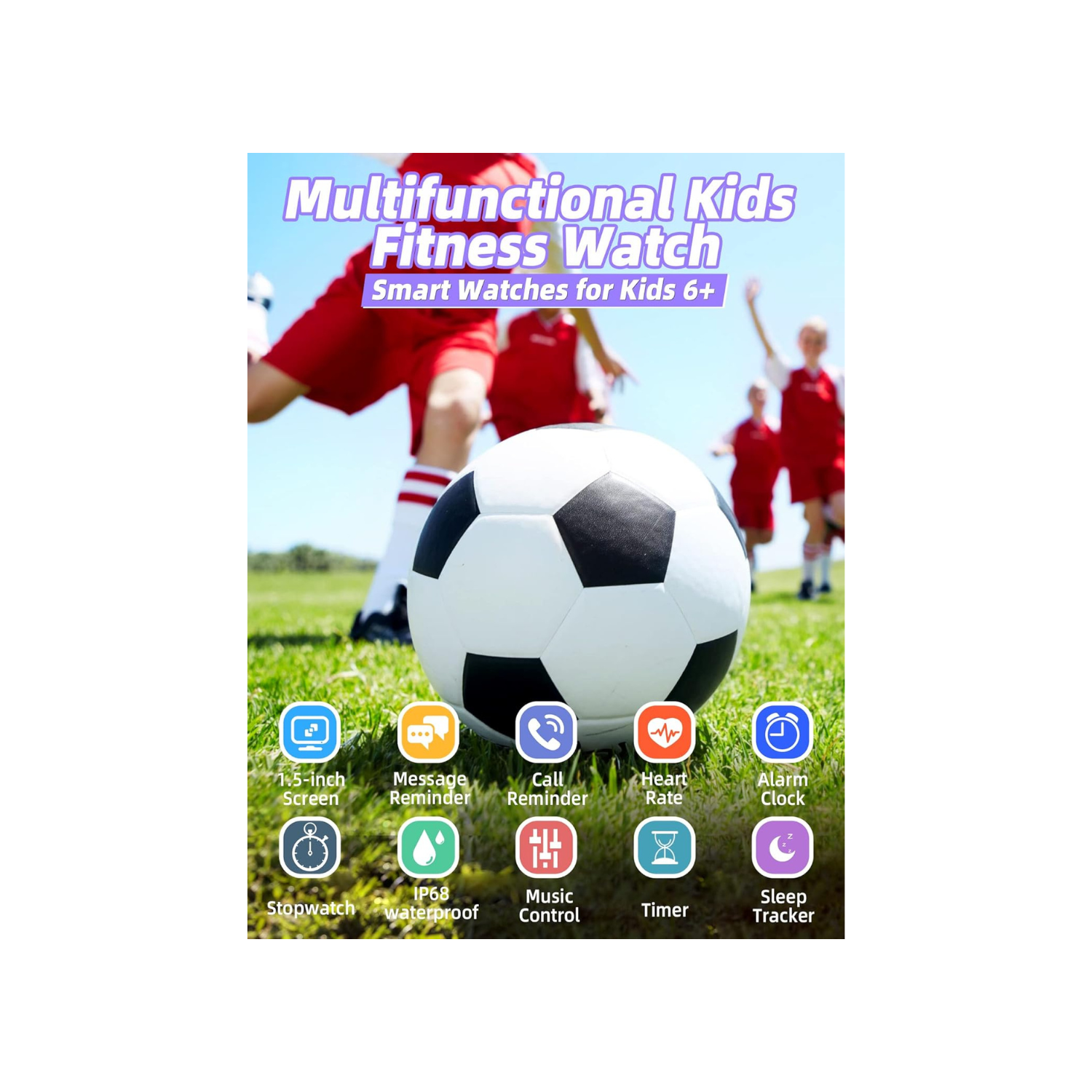 Kids Smart Watch for Boys Girls,IP68 Waterproof Kids Fitness Activity Tracker Watch,Heart Rate Sleep Monitor,8 Sport Modes,Pedometers,Calories