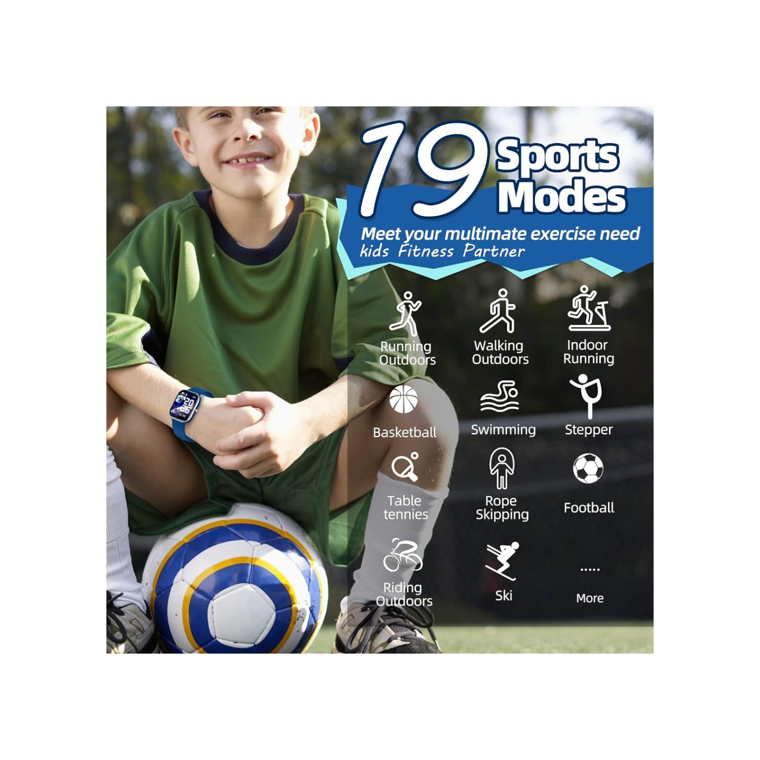 Kids Smart Watch for Boys Girls,IP68 Waterproof Kids Fitness Activity Tracker Watch,Heart Rate Sleep Monitor,8 Sport Modes,Pedometers,Calories