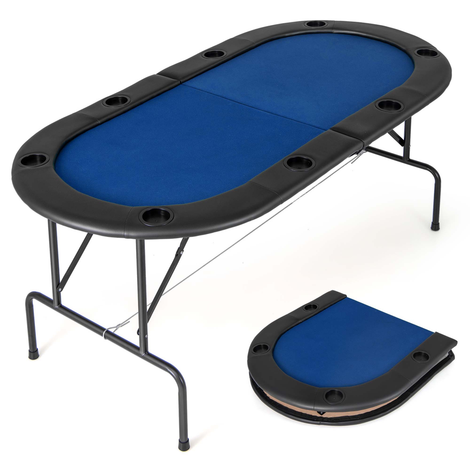 Table de poker 8 Players de Costway avec 8 porte-gobelets et accoudoirs confortables, surface lisse en feutre