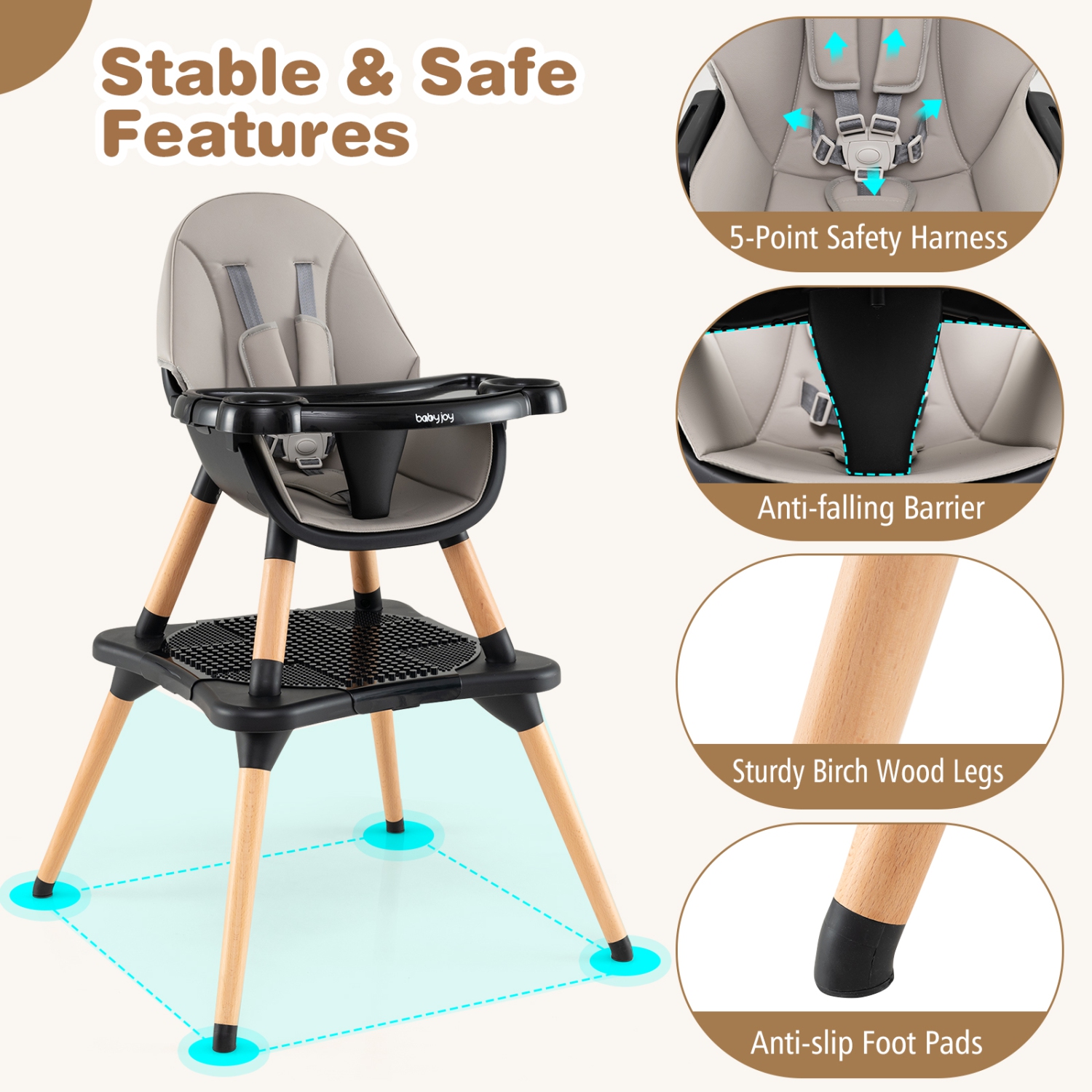 Ensemble de chaises de table convertibles 6-en-1 de Costway pour bébés et tout-petits avec table à blocs de construction