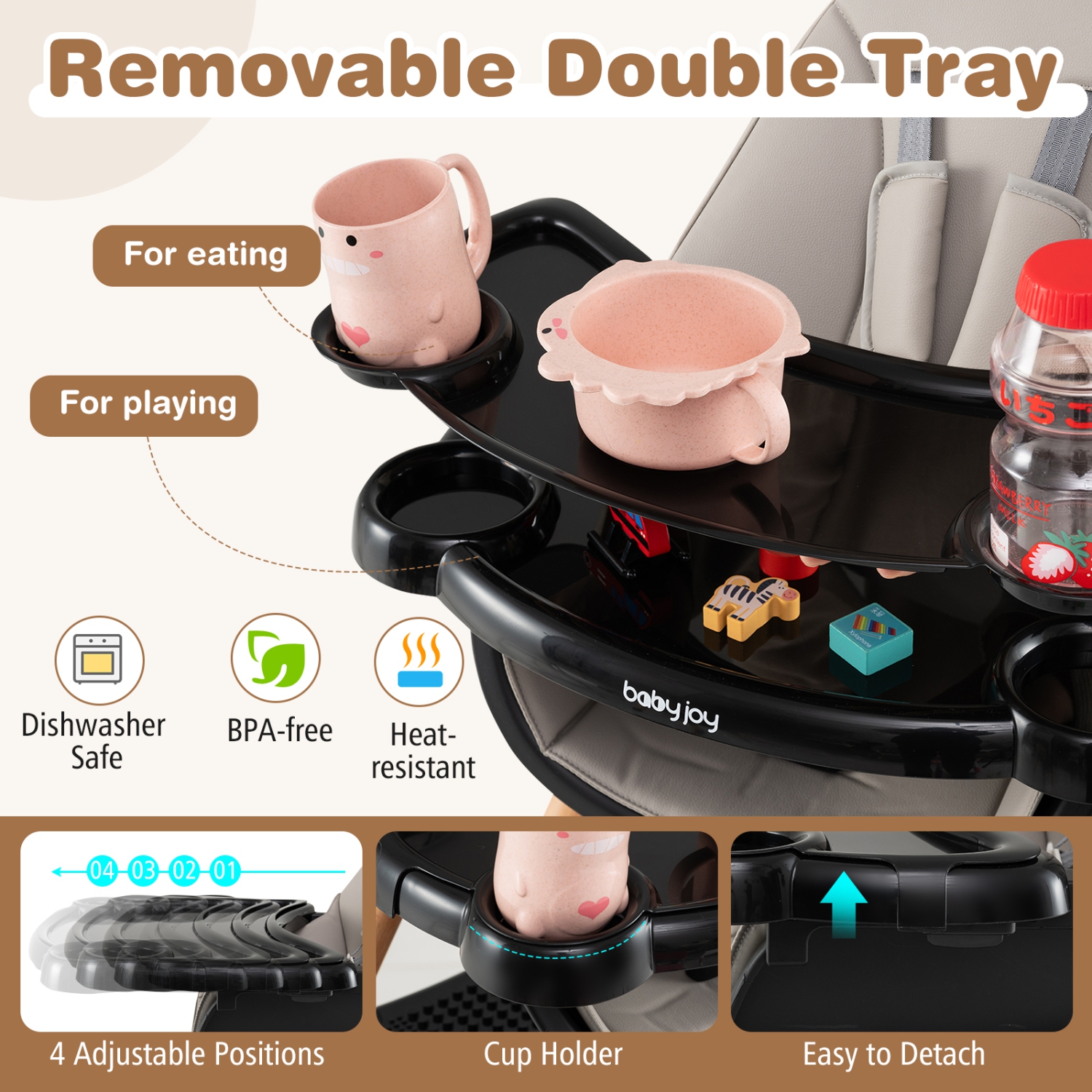 Ensemble de chaises de table convertibles 6-en-1 de Costway pour bébés et tout-petits avec table à blocs de construction