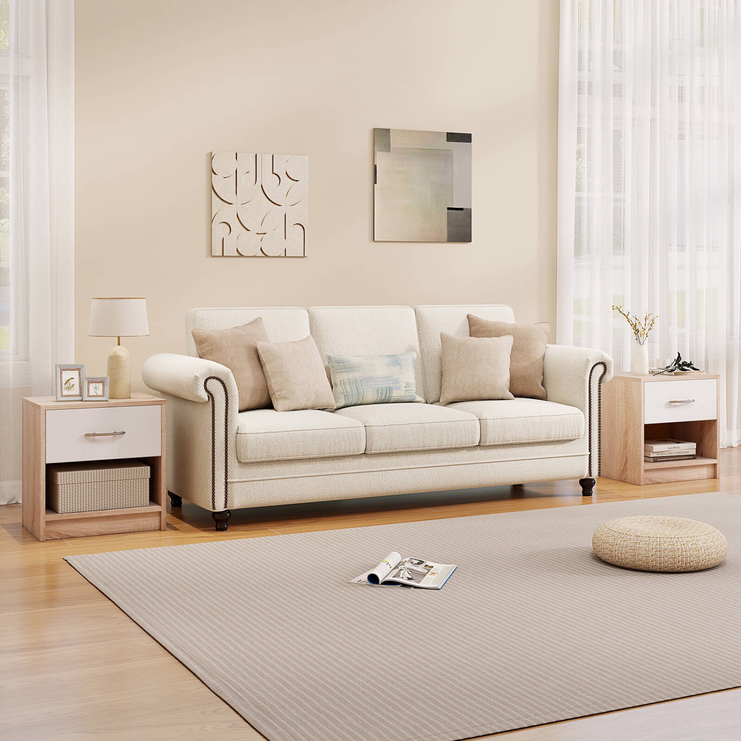 Table de chevet moderne Costway avec tiroir de rangement ouvert pour petits espaces