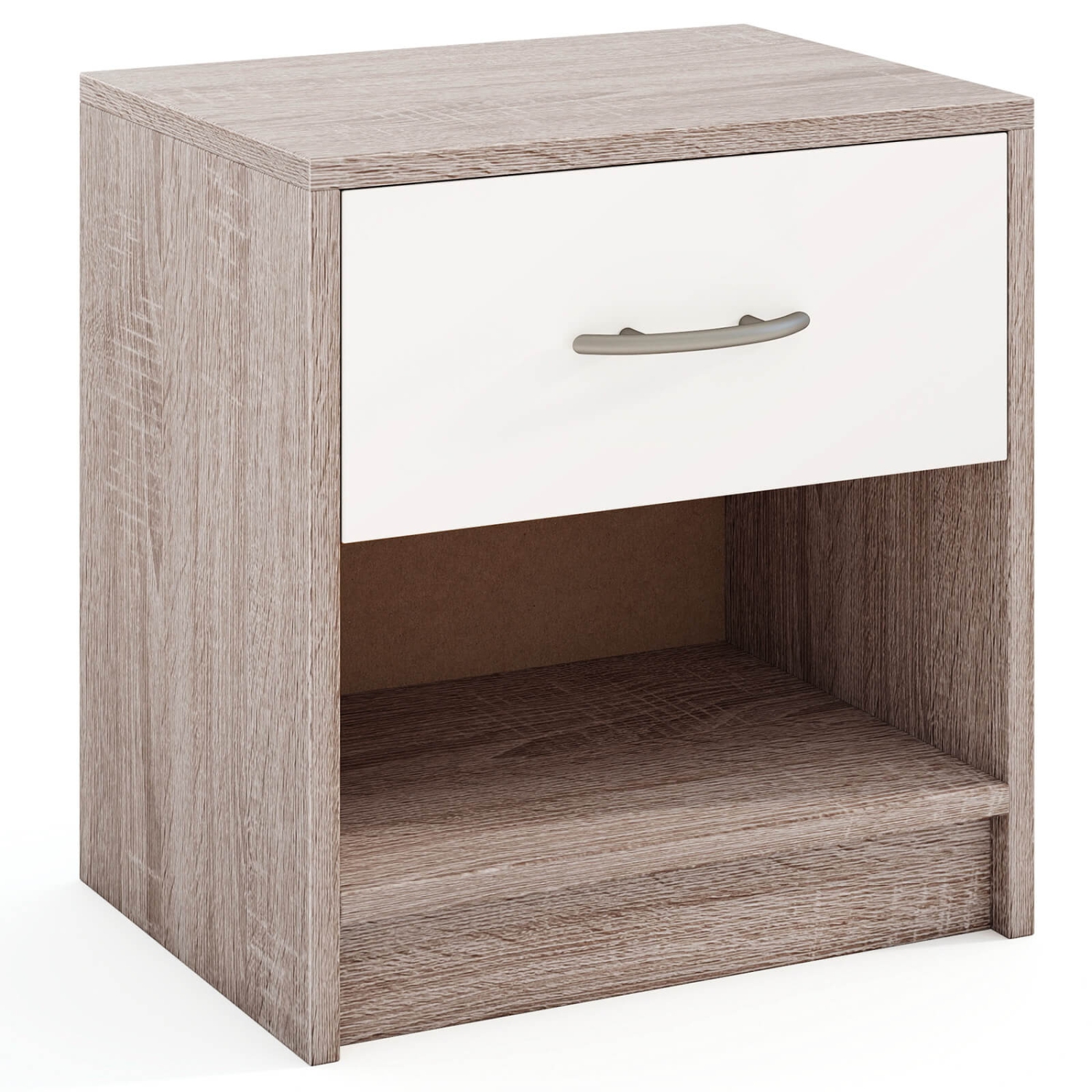 Costway Modern Nightstand Bedside Table with Drawer Open Storage Shelf for Small Spaces