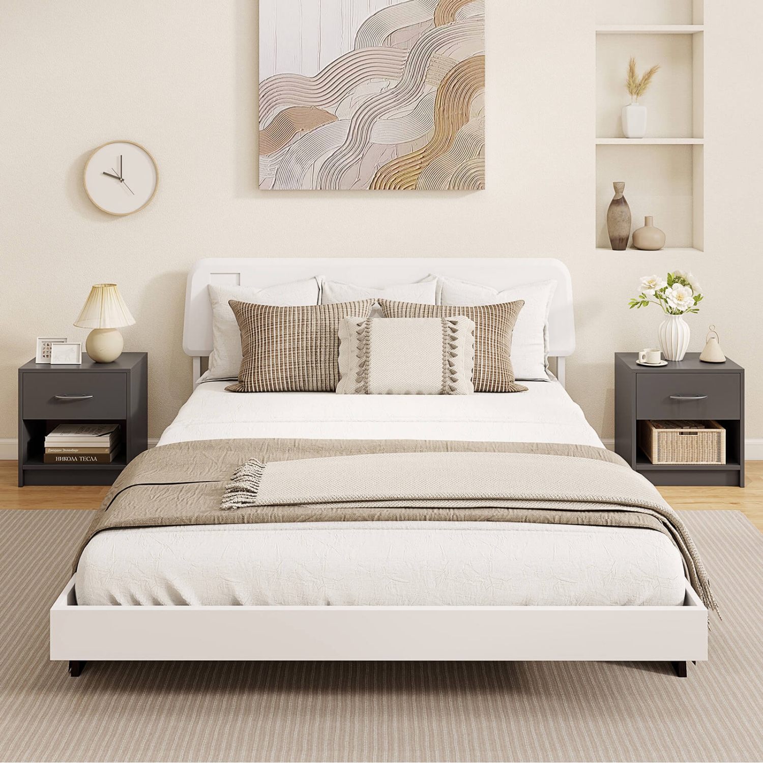 Table de chevet moderne Costway avec tiroir de rangement ouvert pour petits espaces