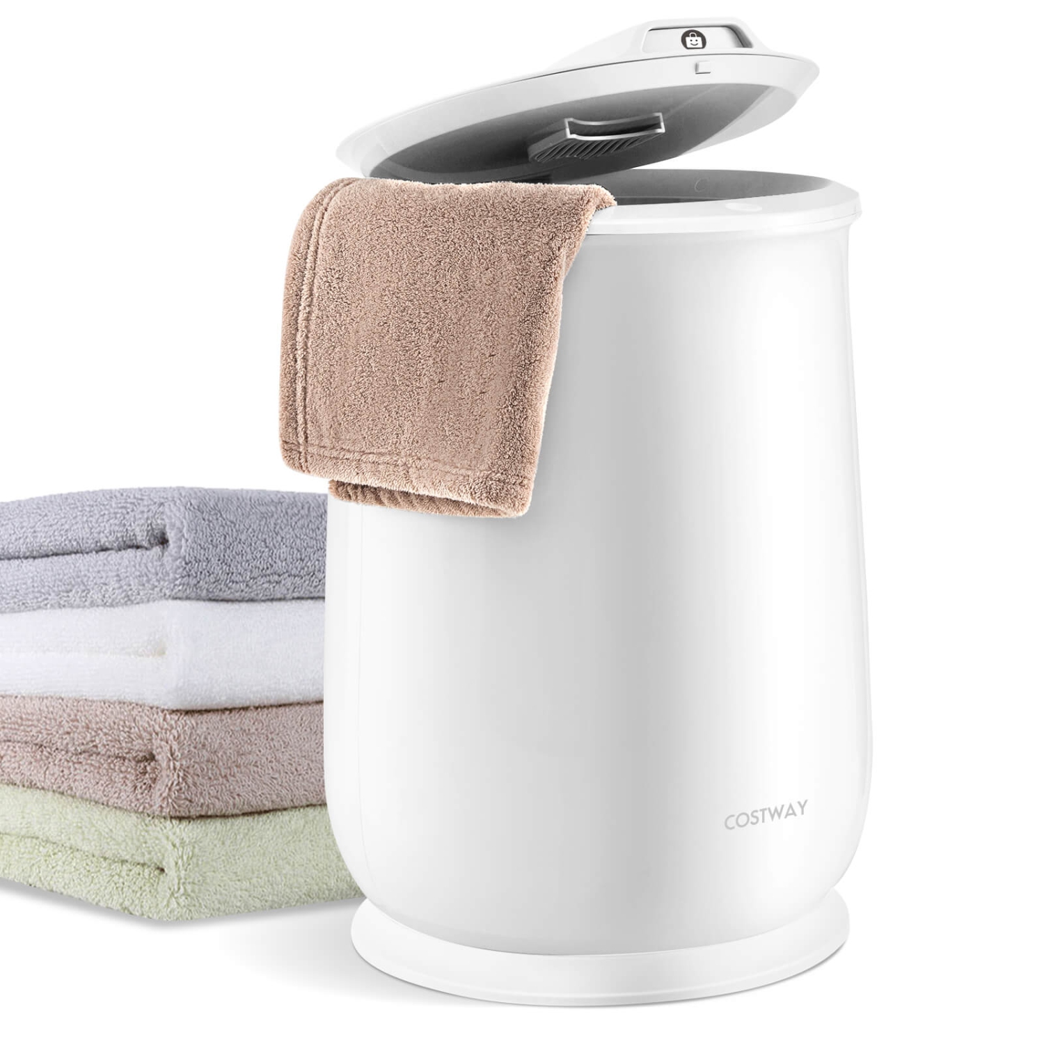 Chauffe-serviette 21&nbsp;L pour la salle de bain de Costway avec couvercle rabattable et arrêt automatique