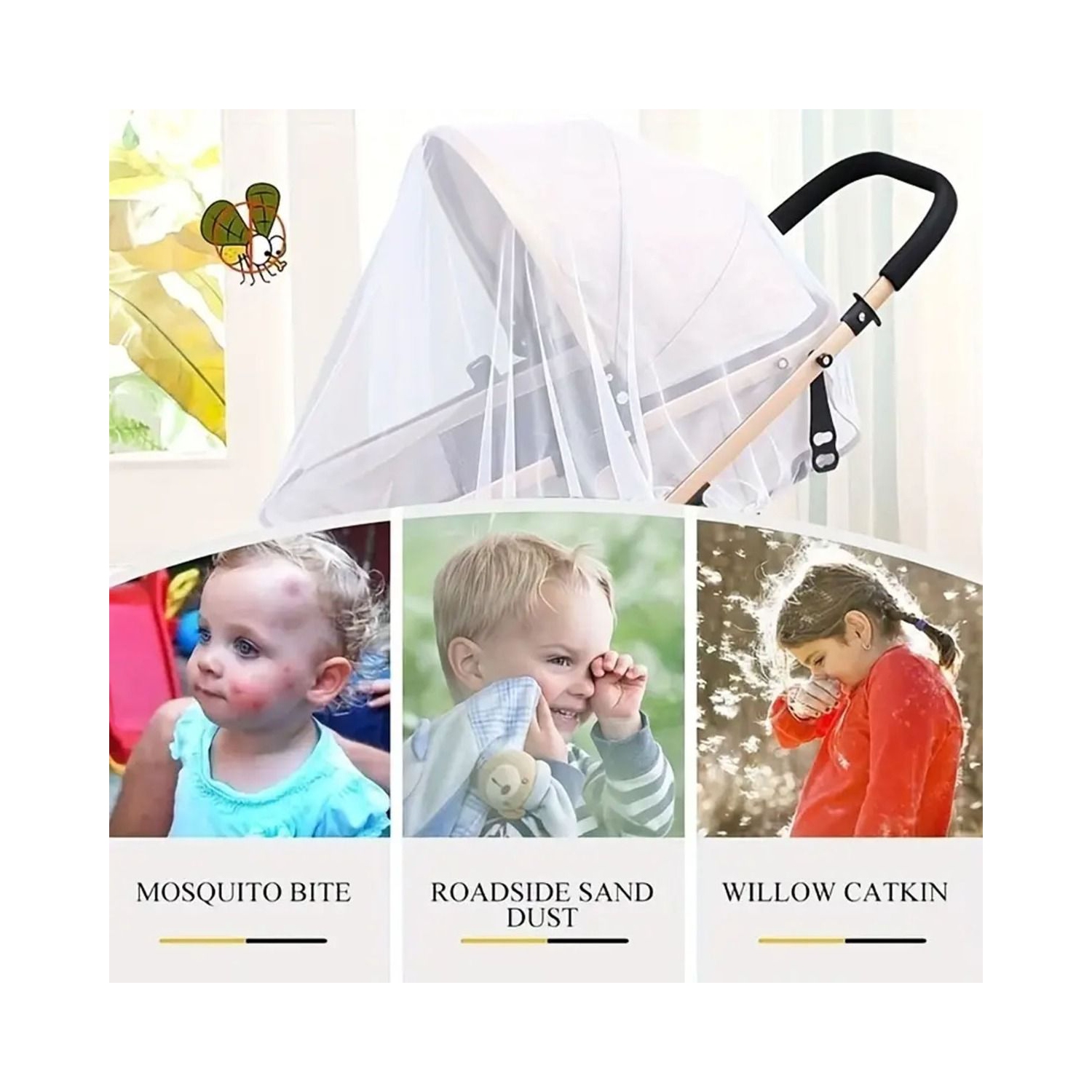 Party Propz Mosquito Net For Stroller/White Mosquito Net For Baby Carriers, Stroller, Pram, Car Seats, Baby Cots, Cradles/Outdoor, Unisex Baby - Pack