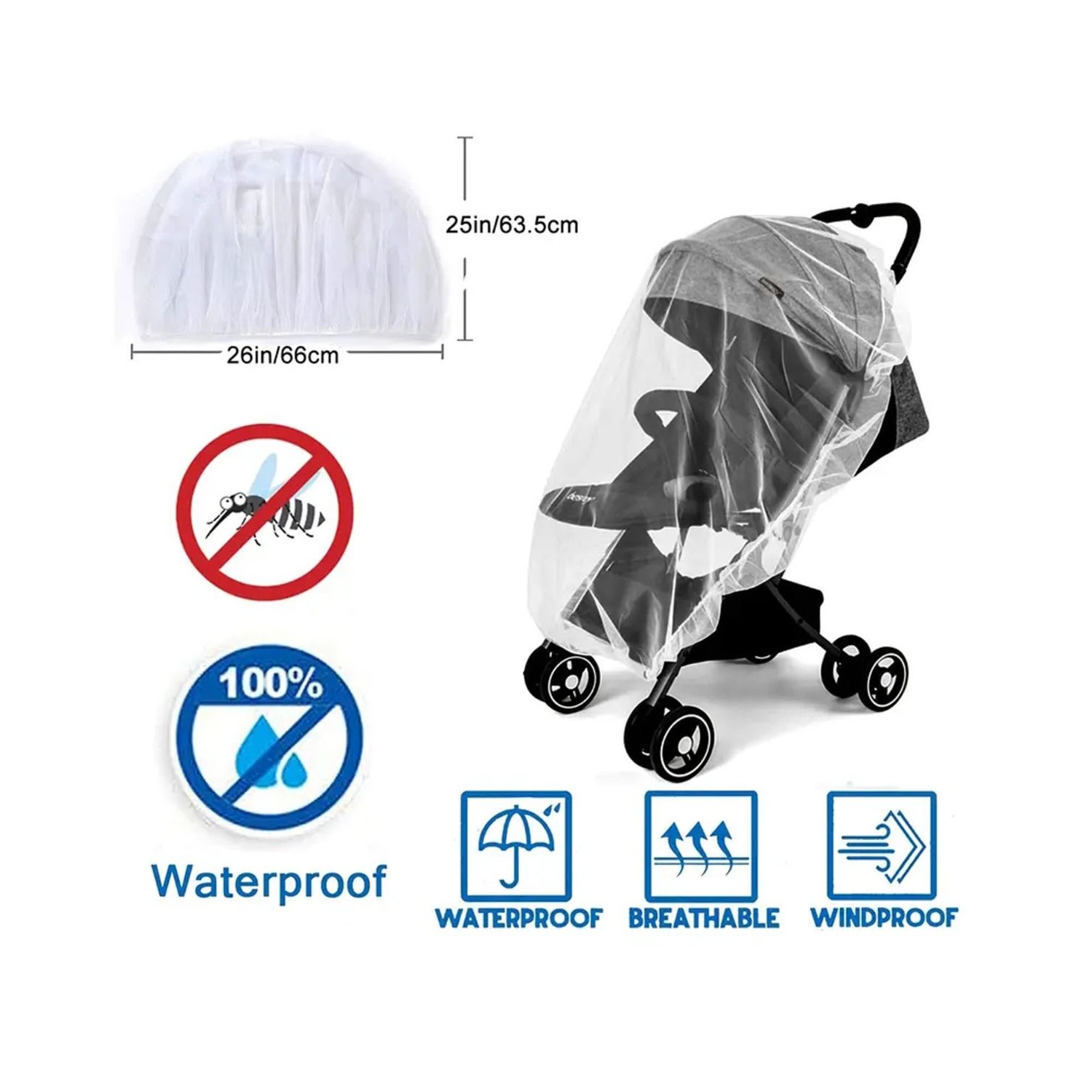 Party Propz Mosquito Net For Stroller/White Mosquito Net For Baby Carriers, Stroller, Pram, Car Seats, Baby Cots, Cradles/Outdoor, Unisex Baby - Pack