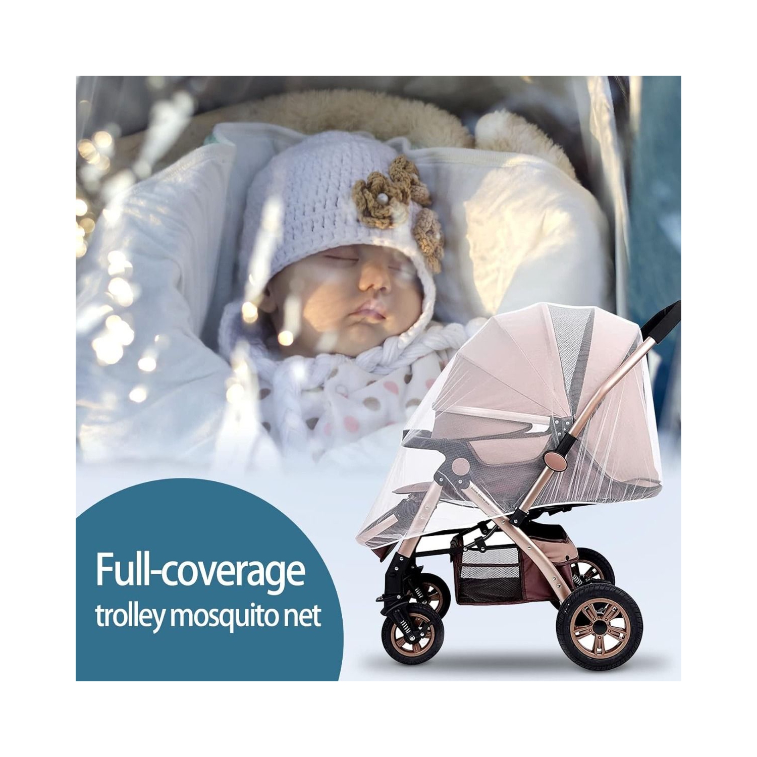 Party Propz Mosquito Net For Stroller/White Mosquito Net For Baby Carriers, Stroller, Pram, Car Seats, Baby Cots, Cradles/Outdoor, Unisex Baby - Pack