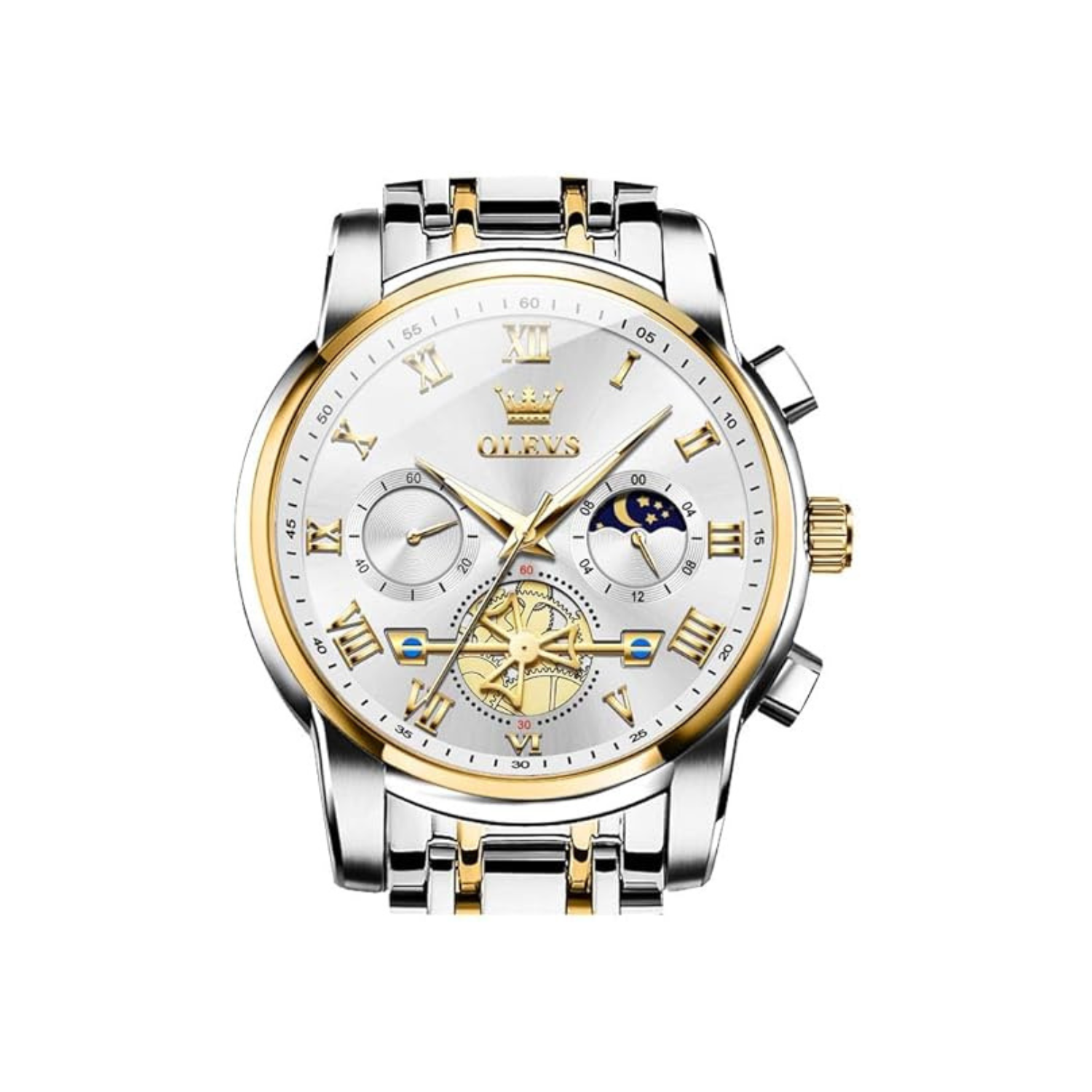 Men's Stainless Steel Chronograph Watch, Big Face Multi Dial Waterproof Luminous Analog Quartz Watch, Luxury Date Diamond Classic Men Wrist Watch