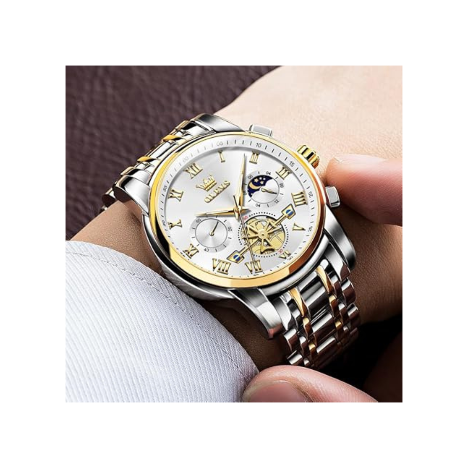 Men's Stainless Steel Chronograph Watch, Big Face Multi Dial Waterproof Luminous Analog Quartz Watch, Luxury Date Diamond Classic Men Wrist Watch