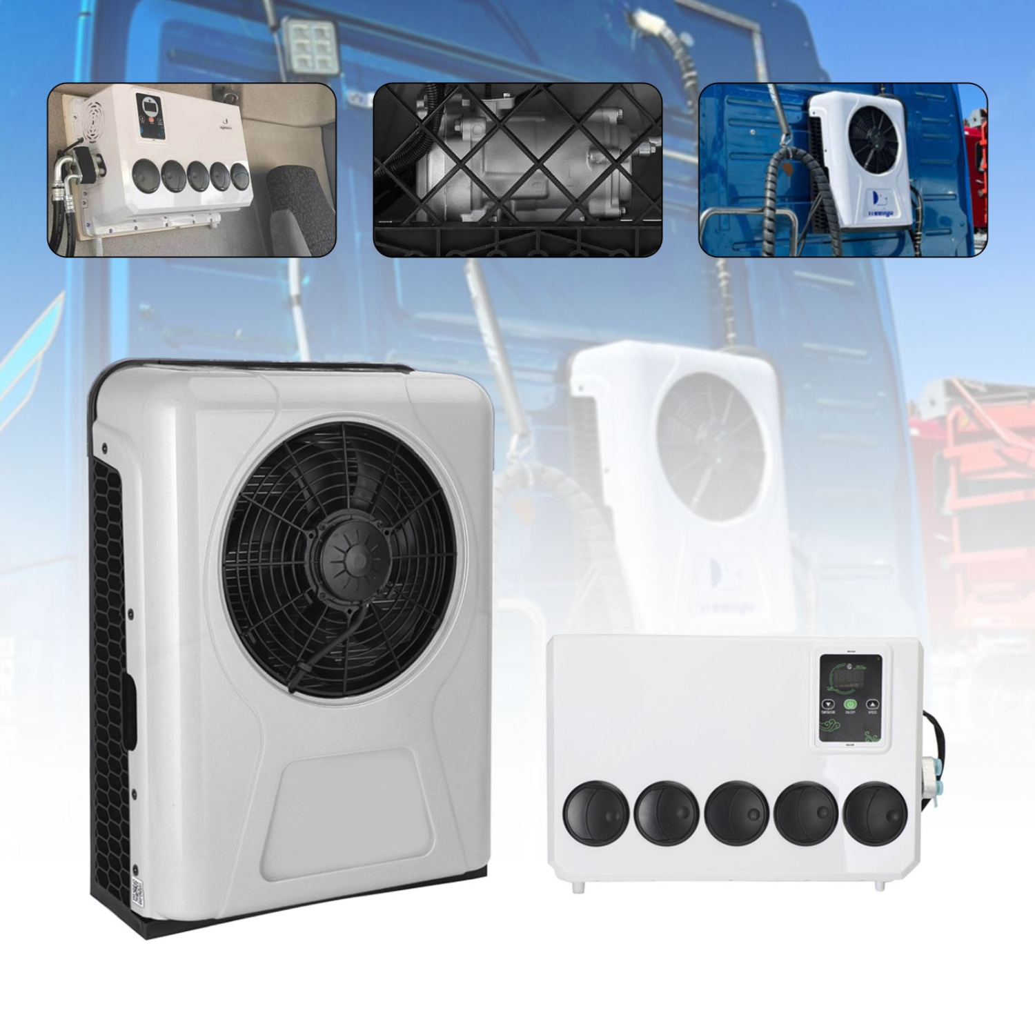 12V 12000 BTU Truck Cab RV Air Conditioner Split AC Fits Semi Trucks Bus Caravan