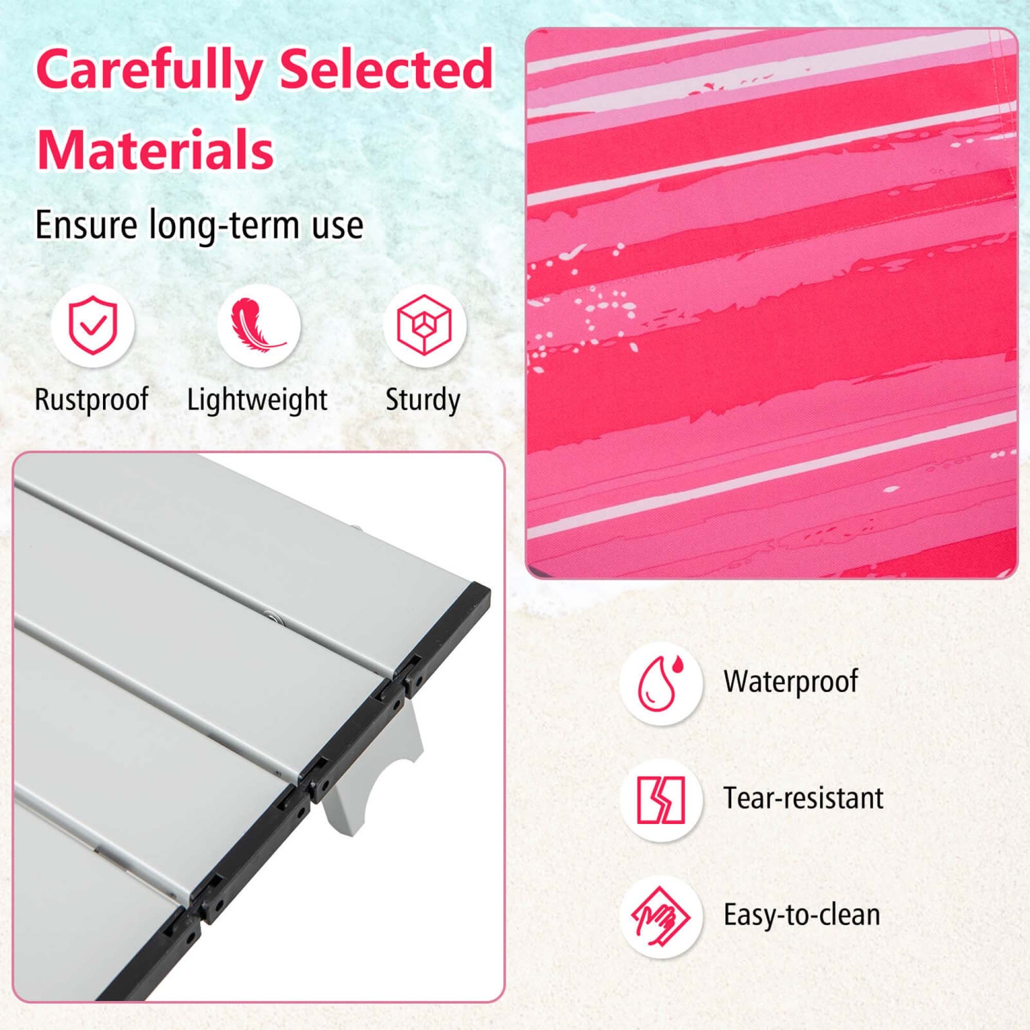 Ensemble de 2 chaises de plage pliantes/sac à dos avec table de plage et inclinaison extérieure à 5 positions de Costway