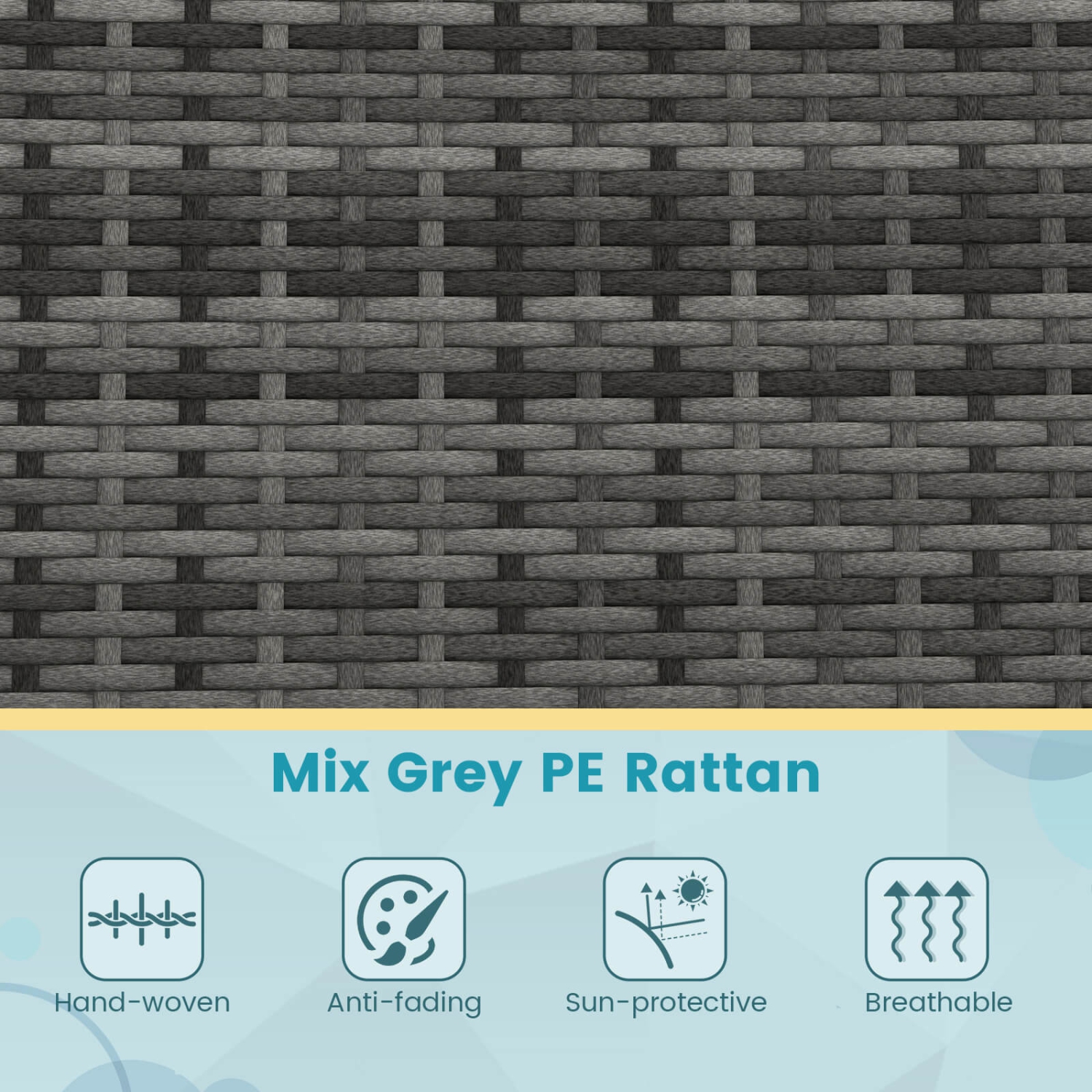 Ensemble de meubles de patio 4 PCS de Costway avec coussins lavables et table basse en verre trempé