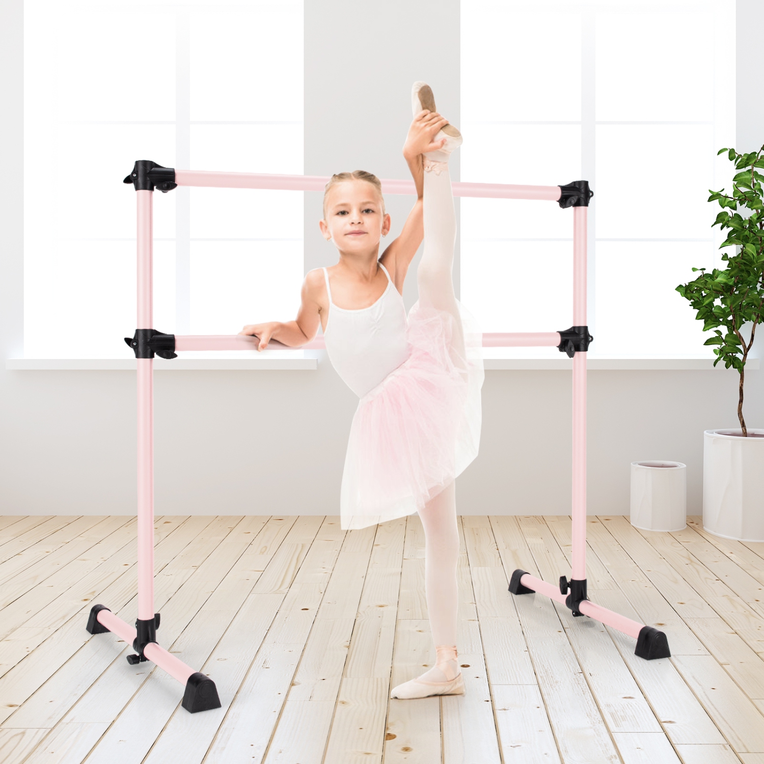 Goplus 4FT Portable Double Freestanding Ballet Barre Dancing Stretching
