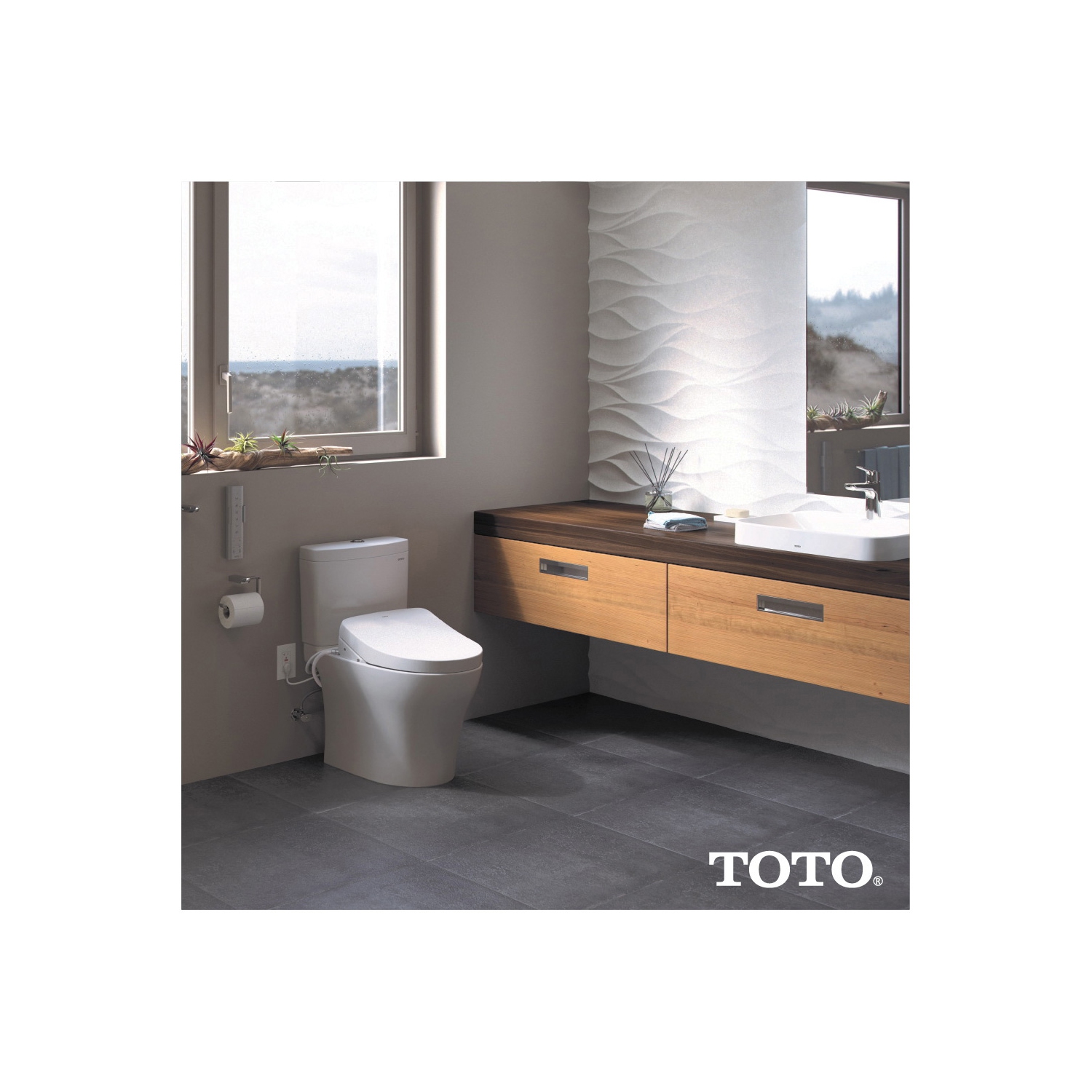 TOTO SW3046#01 S500E Electronic Bidet Toilet Cleansing, Instantaneous Water, EWATER Deodorizer, Warm Air Dryer, and Heated Seat, Elongated