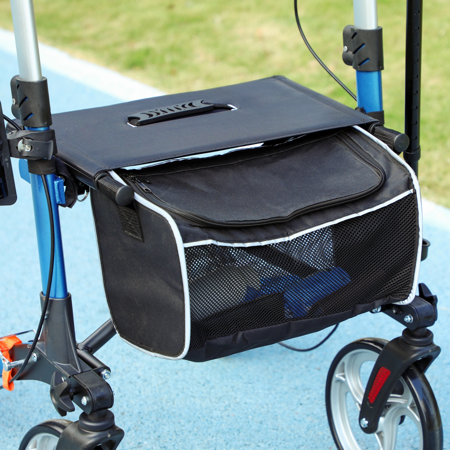 HOMCOM Rollator Walker for Senior, Adult, Tall with Adjustable Handle, Bag, Dual Brake, Aluminum Folding Lightweight Mobility Walker with 9" Wheels,