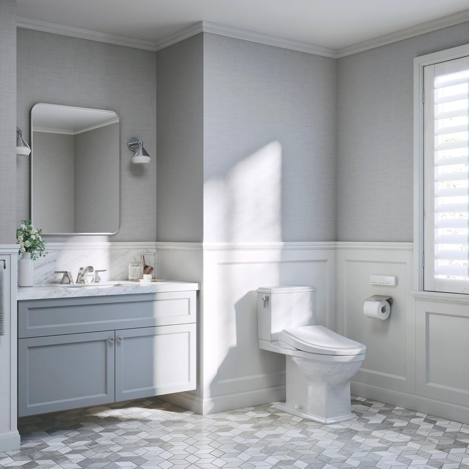 TOTO SW4734AT40#01 Siège de toilette électronique WASHLET+, allongé, blanc coton